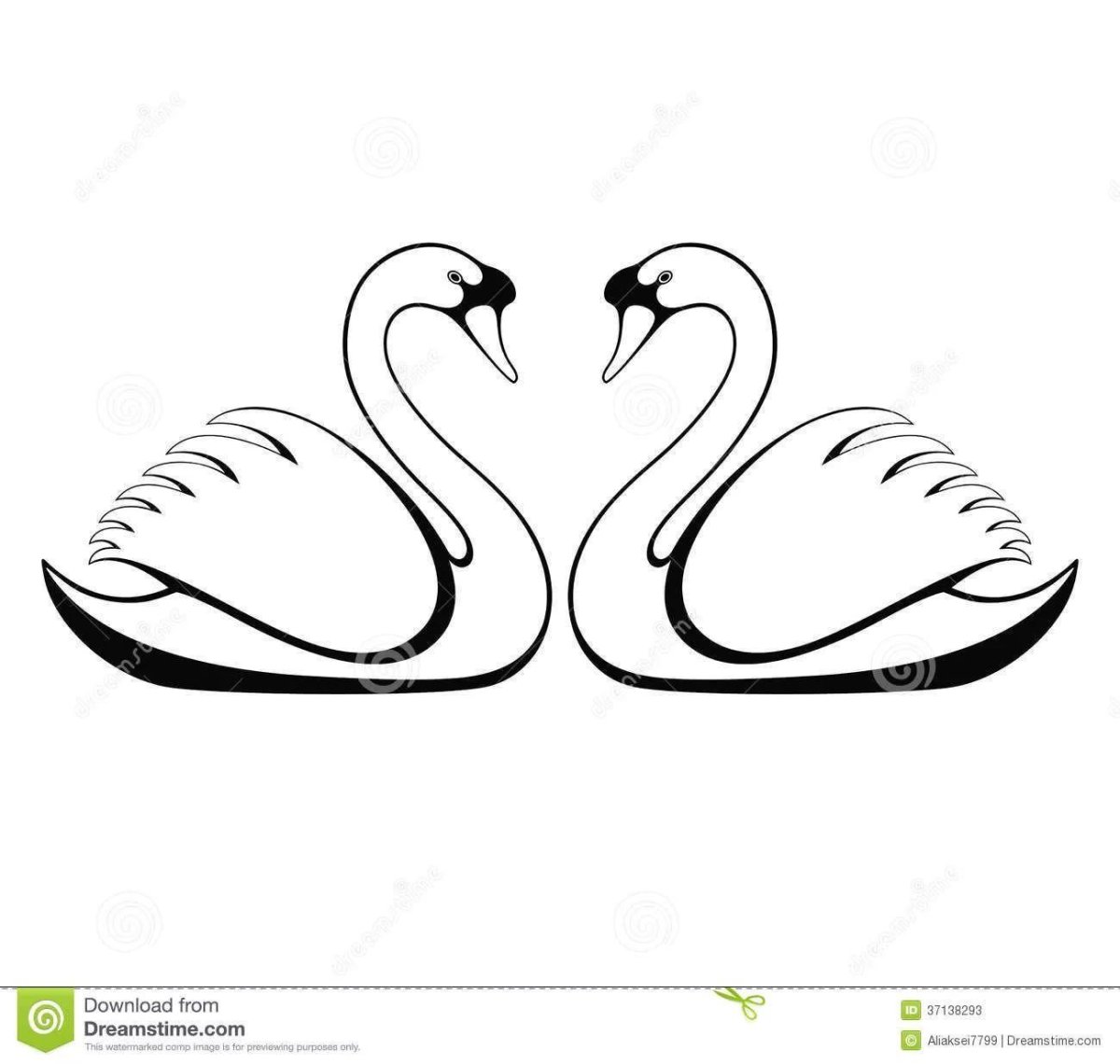Лебедь раскраска