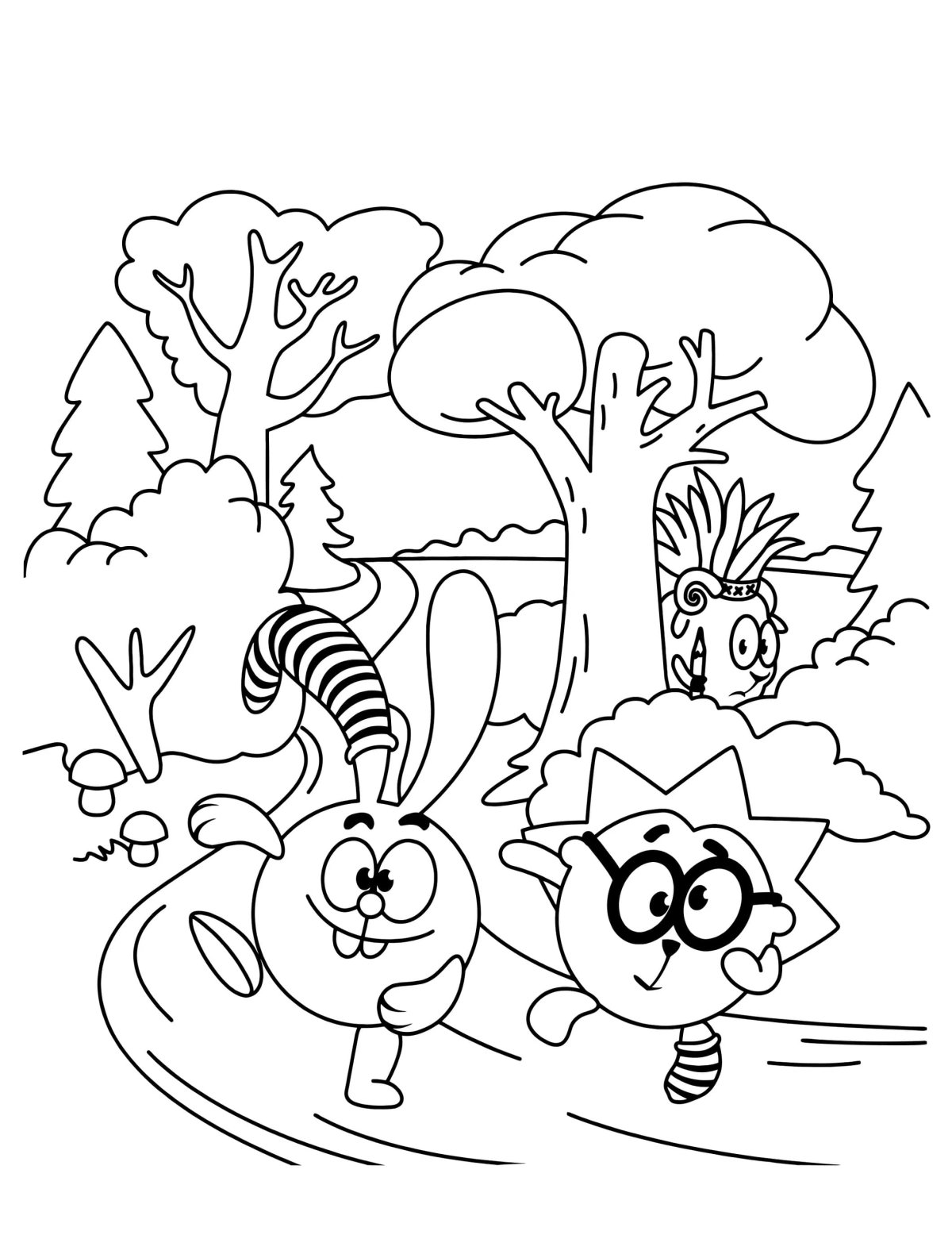 Смешарики раскраска Копатыч