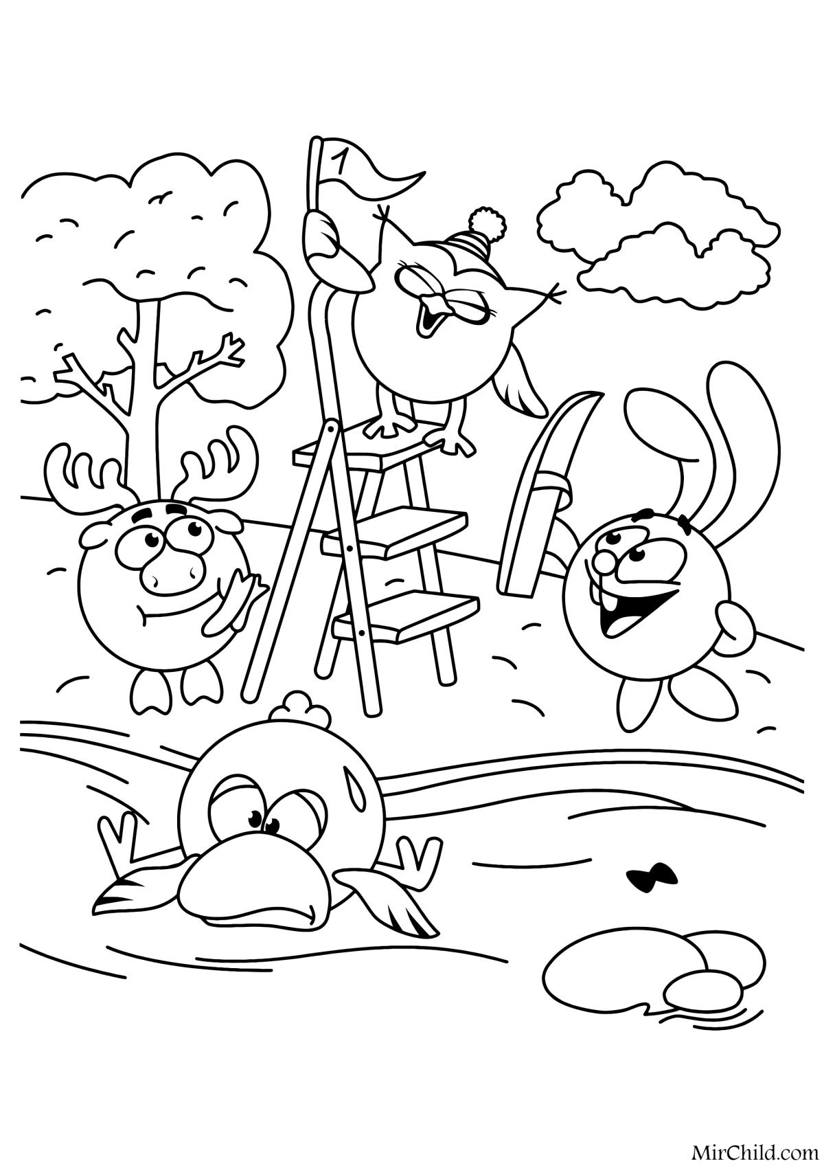 Раскраска Смешарики Бараш