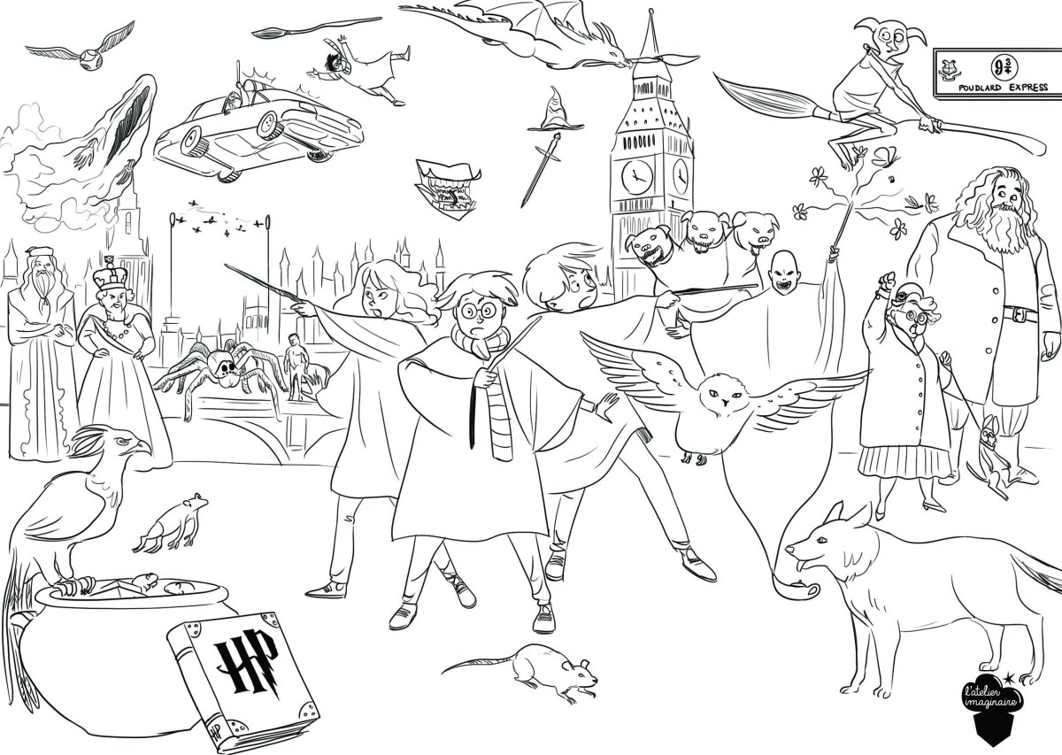 Раскраска Гарри Поттер с Волдемортом