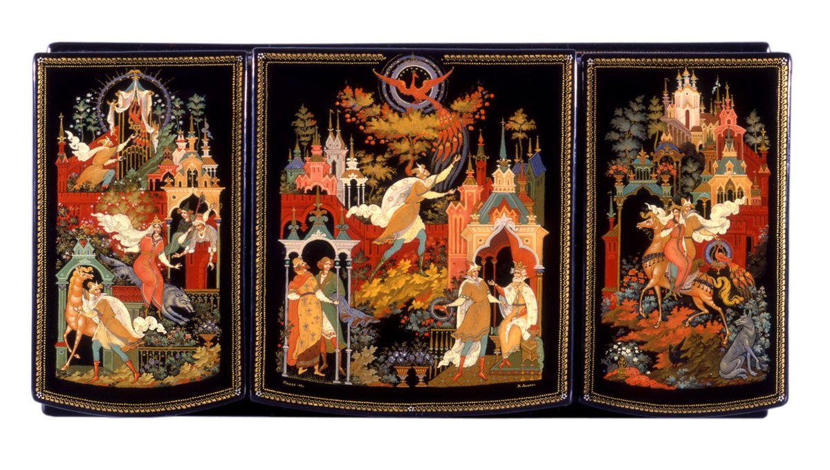 Палехская шкатулка Иван Царевич и серый волк