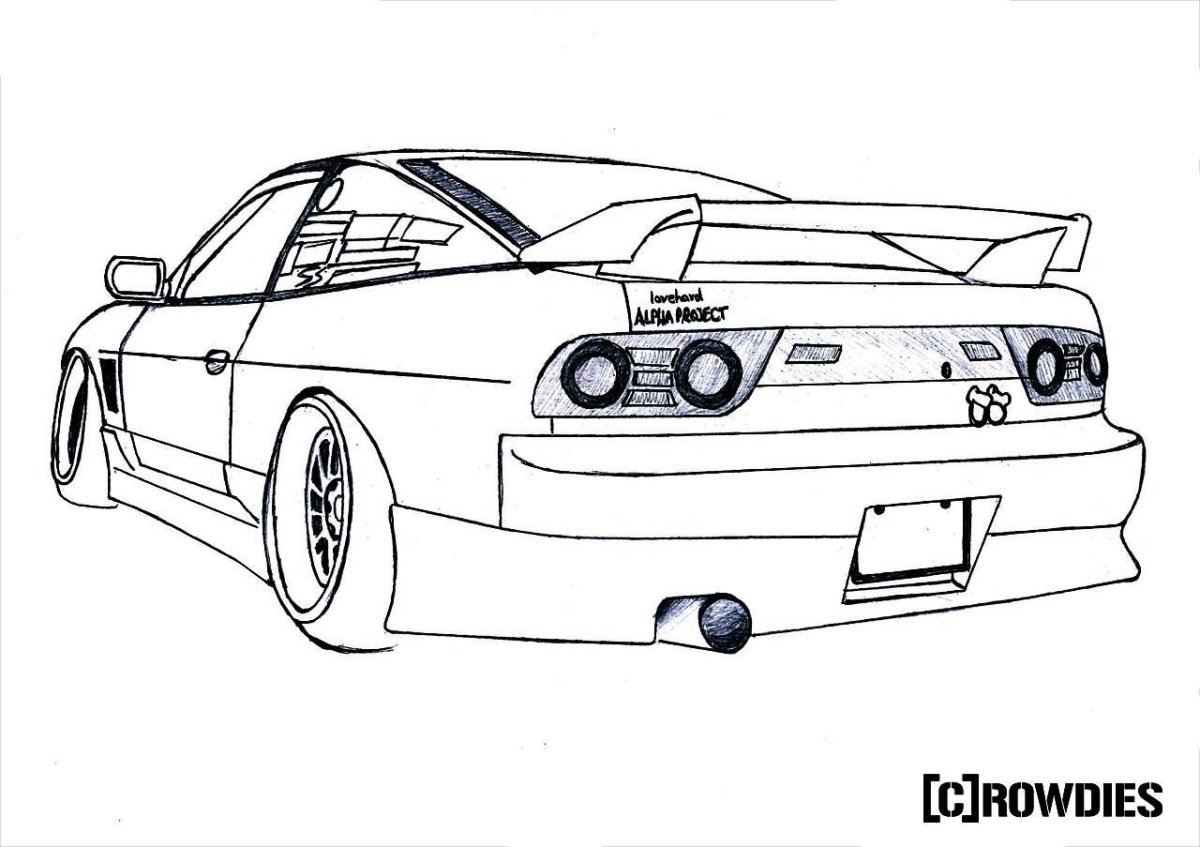 Nissan 180sx карандашом