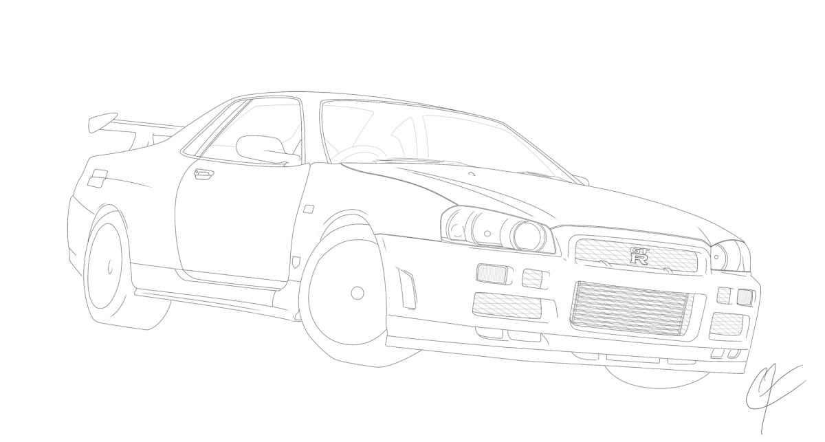 Раскраска Nissan Skyline r34