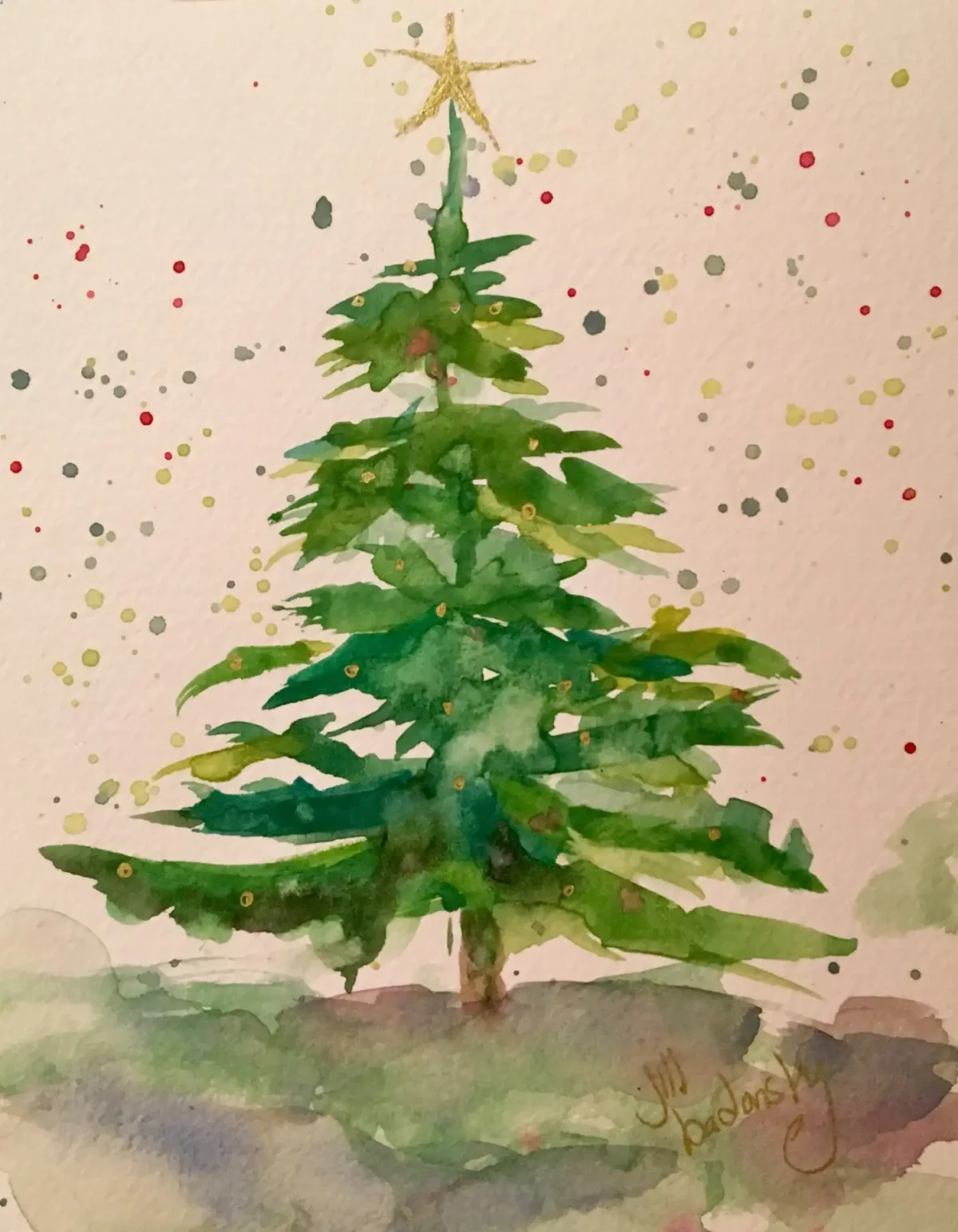 Акварельные краски елкой