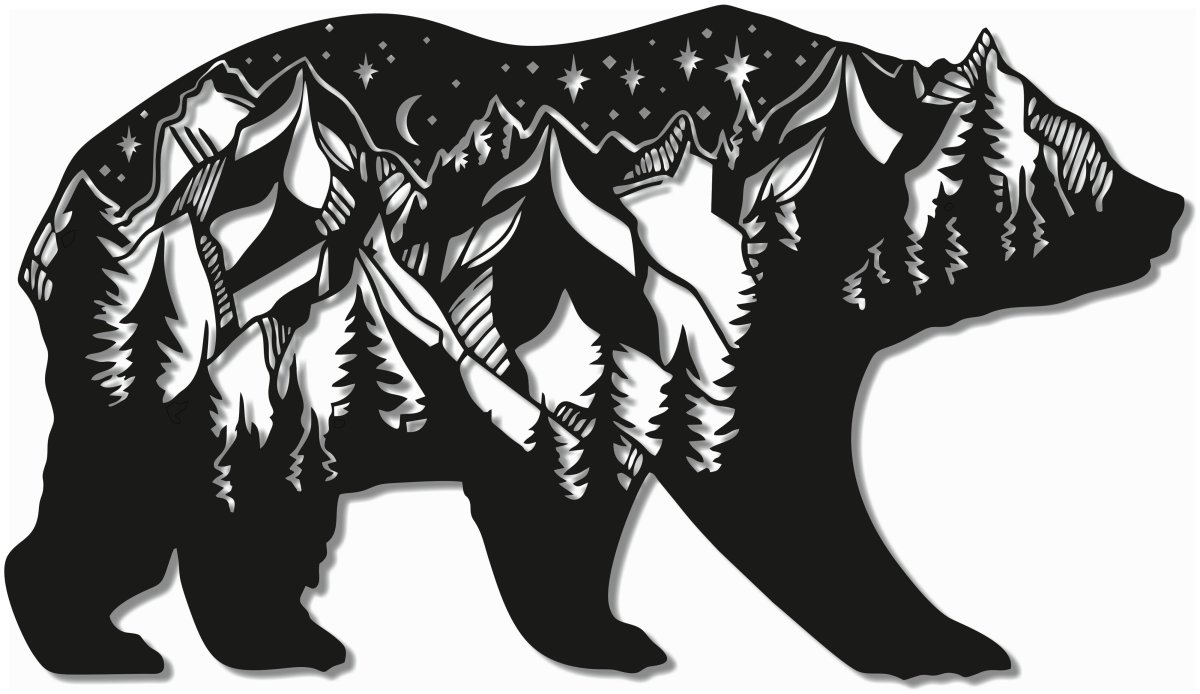 Горы с лесом силуэт