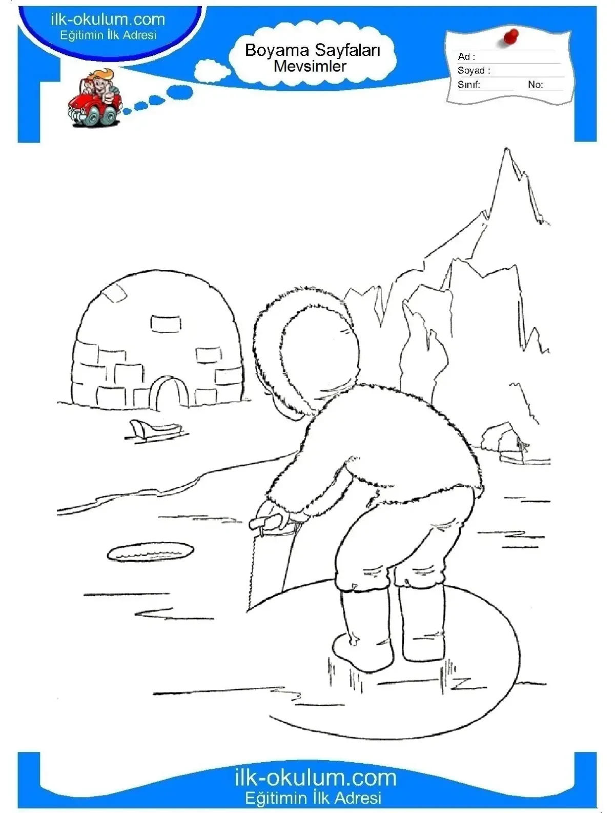 Безопасность на льду раскраска