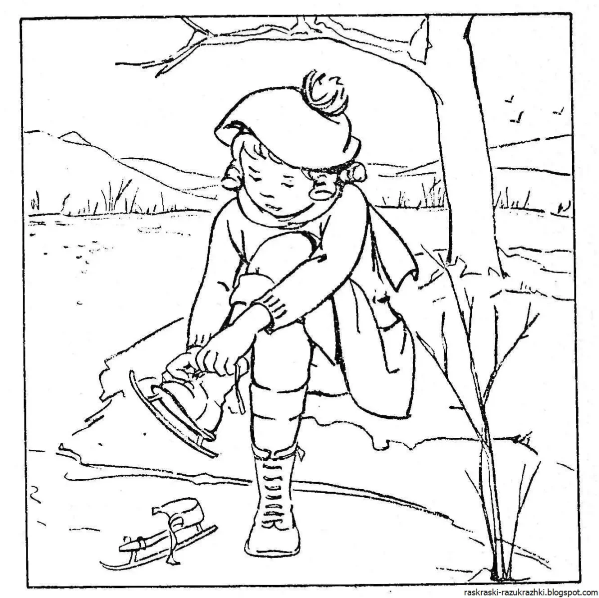 Безопасность на льду раскраска