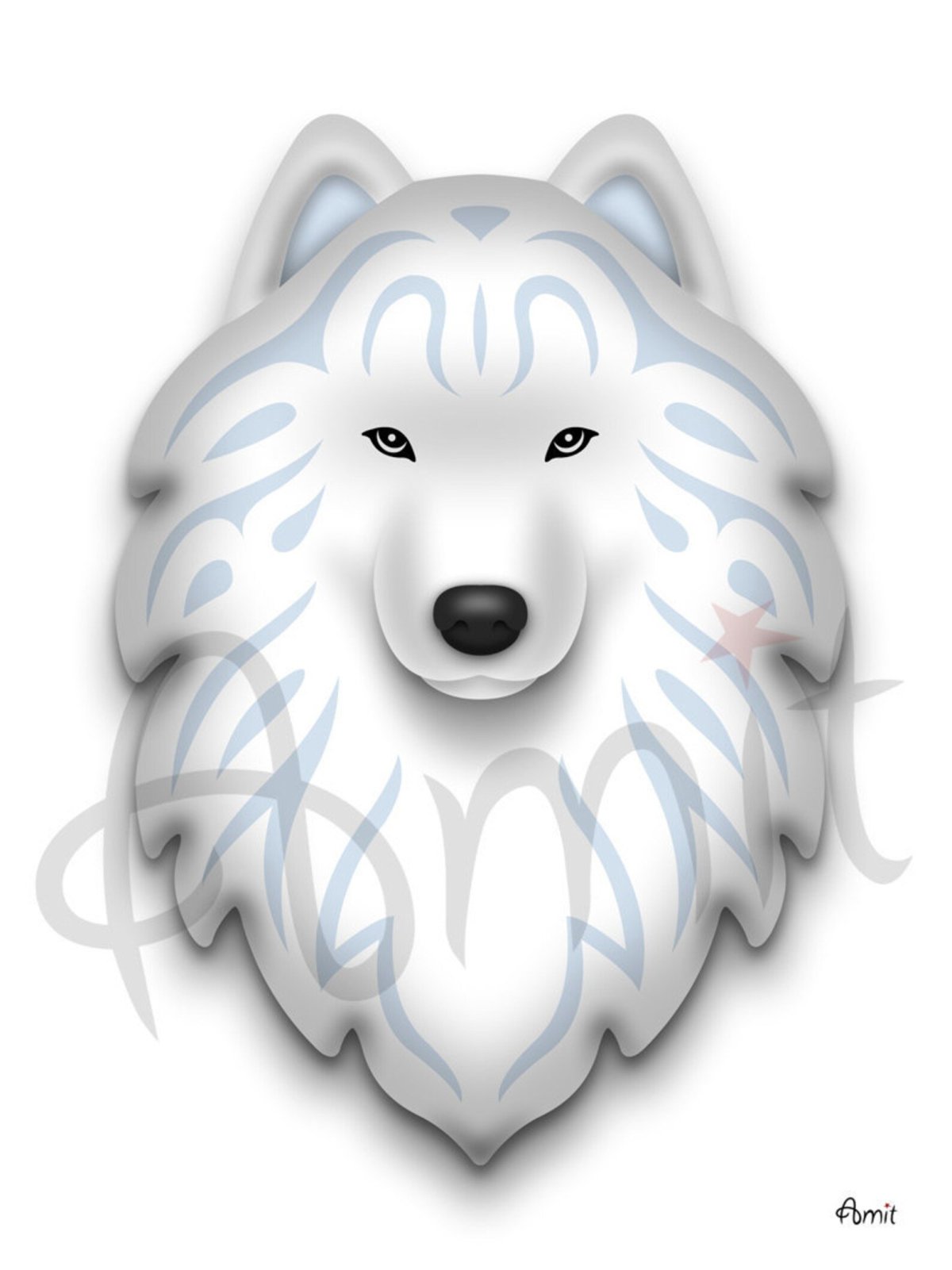 Самоед собака сбоку референс