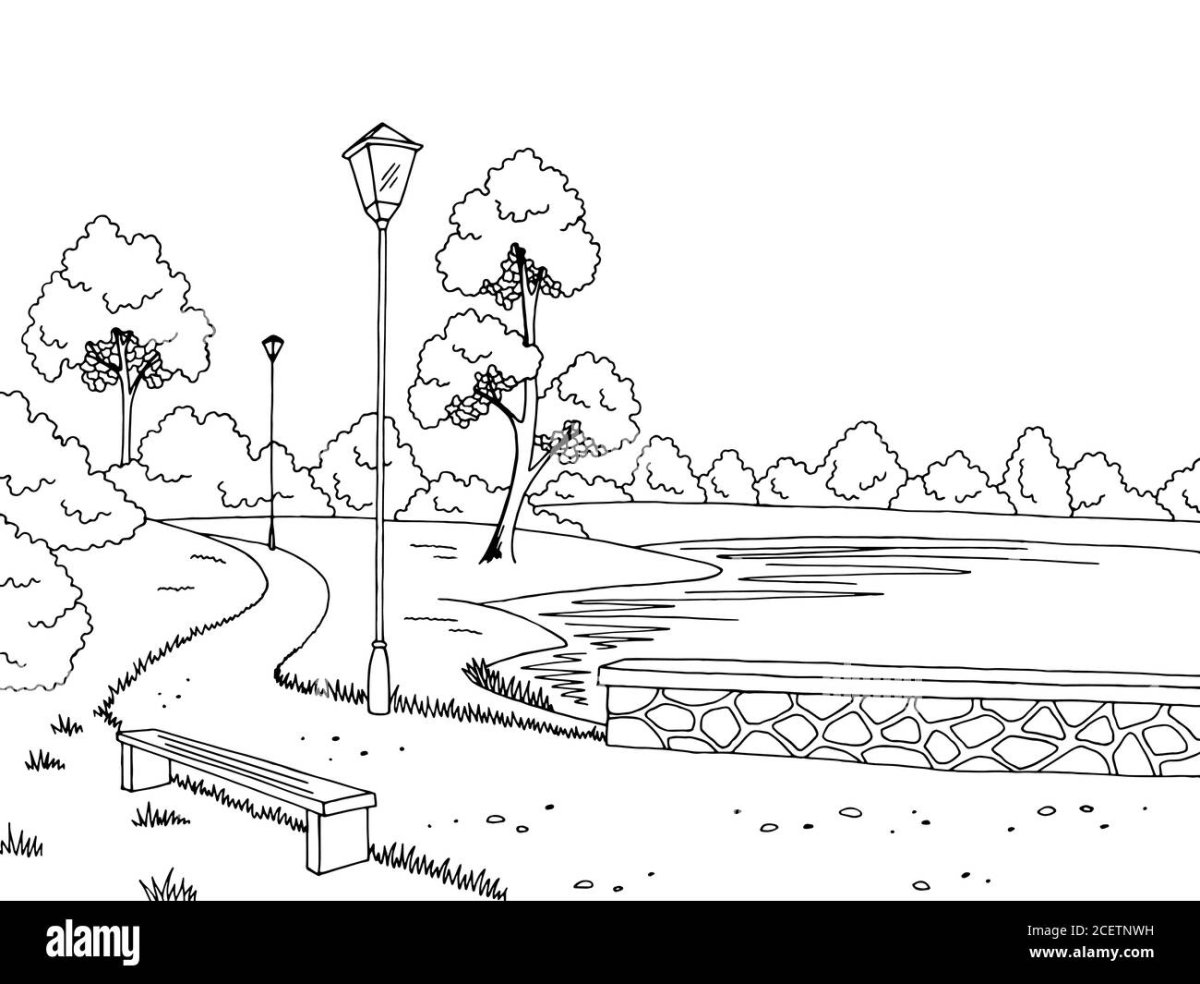 Раскраска река и мост