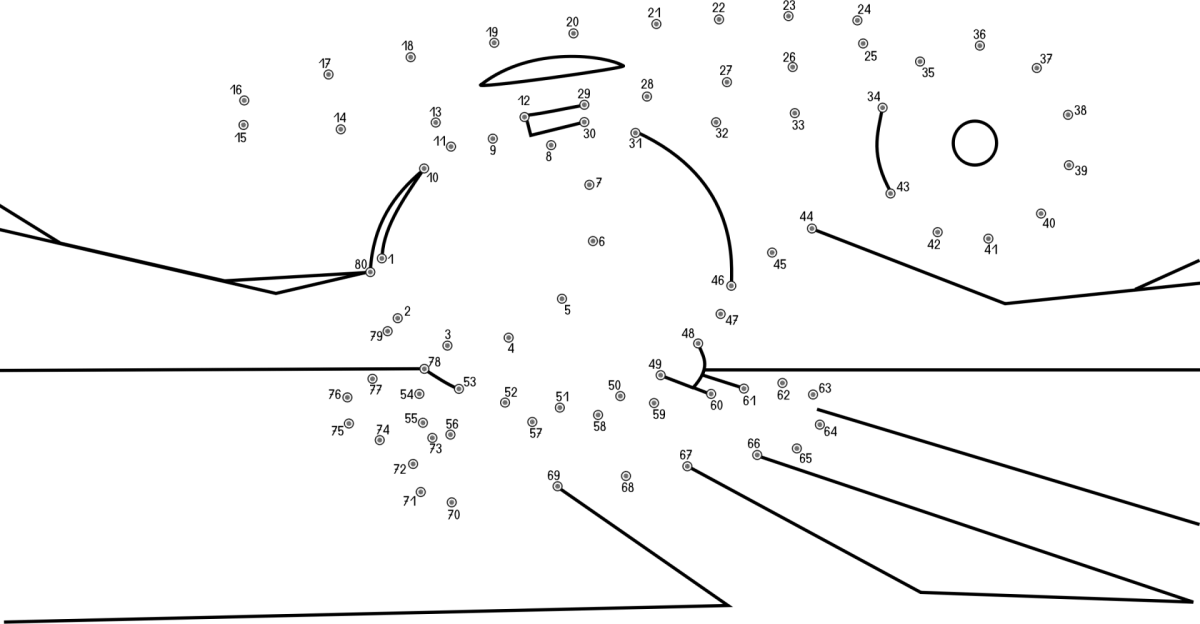 Раскраска по точкам самолет