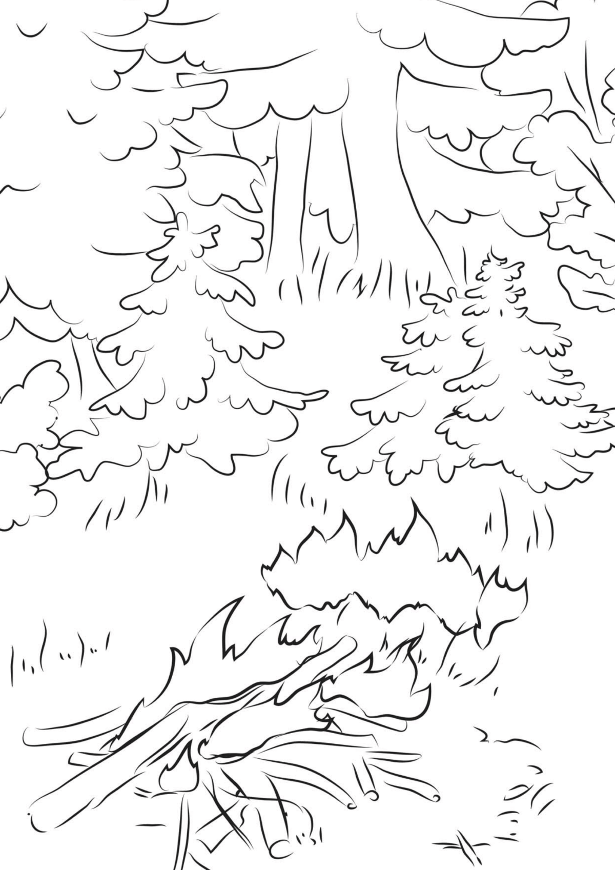 Огонь раскраска для детей