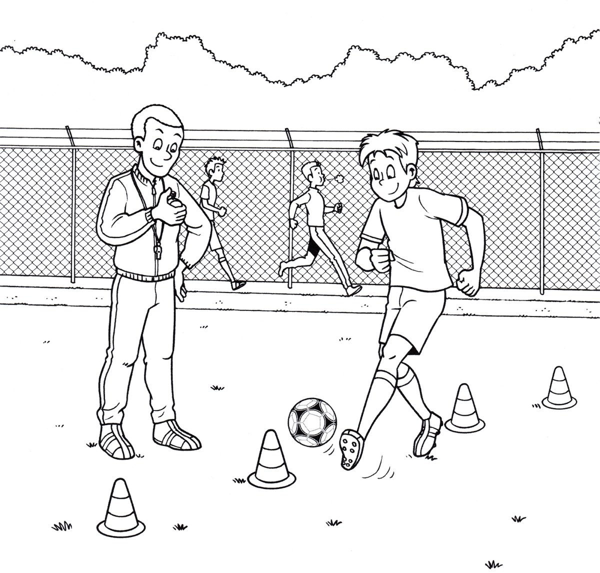 Раскраска футбольный тренер