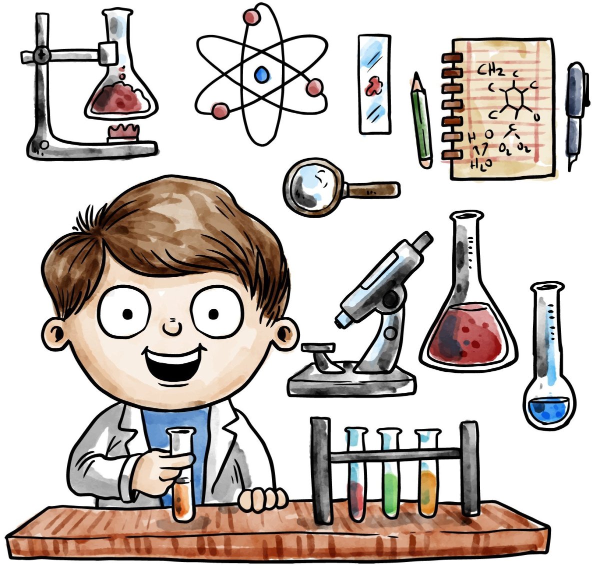 Ученый раскраска для детей