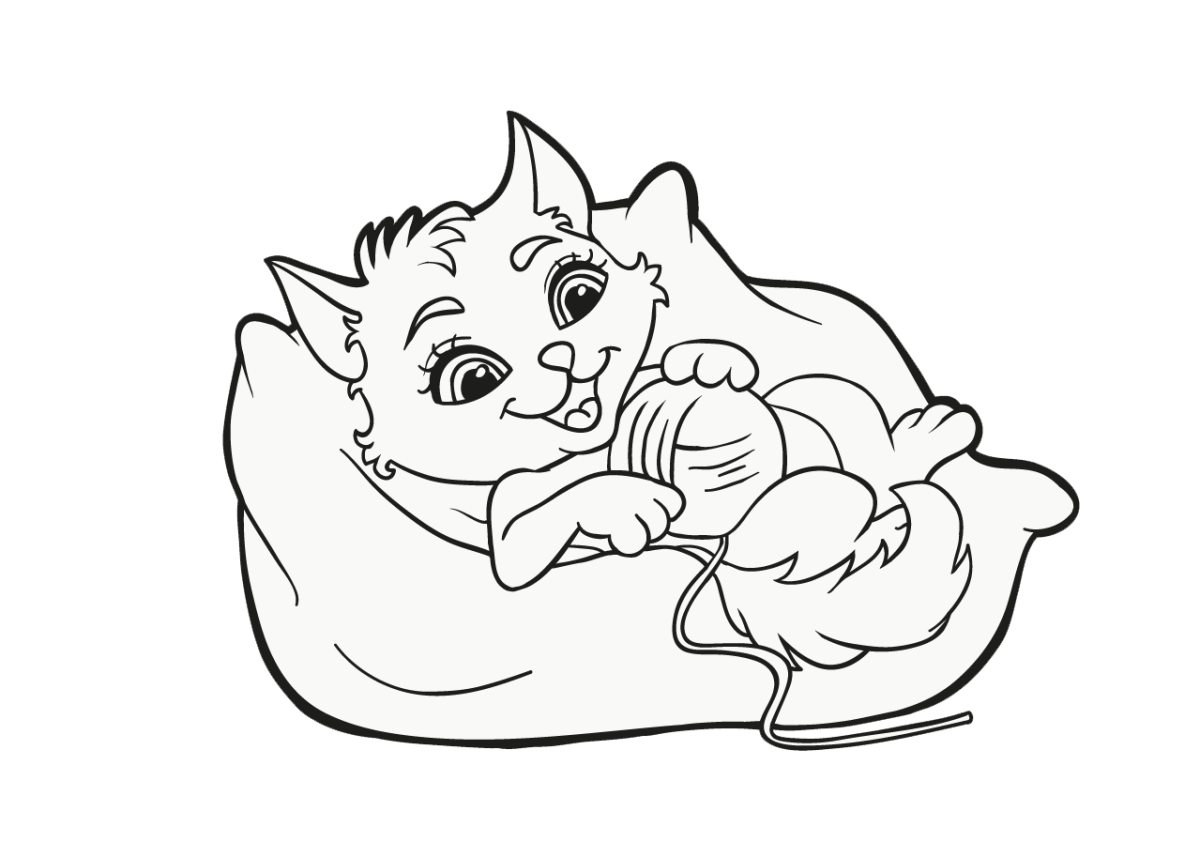 Полосатый кот раскраска для детей