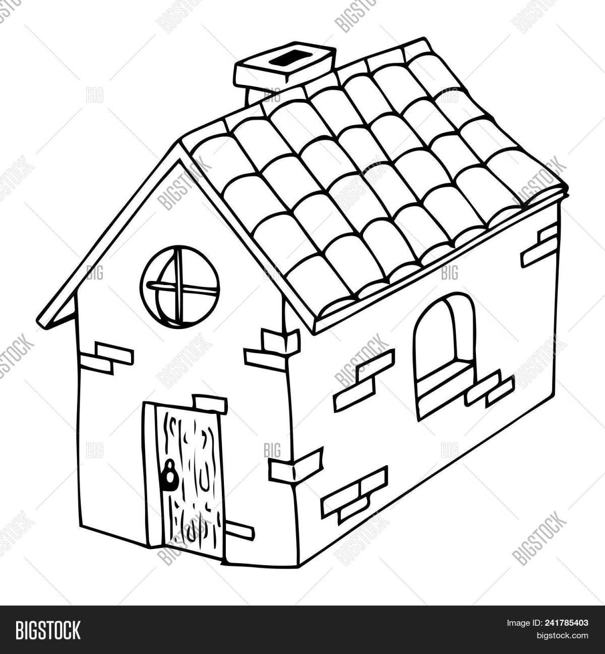 Домик с черепицей рисунок