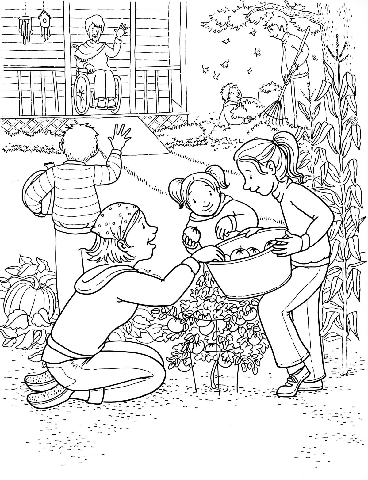 Раскраска семья для детей детского сада