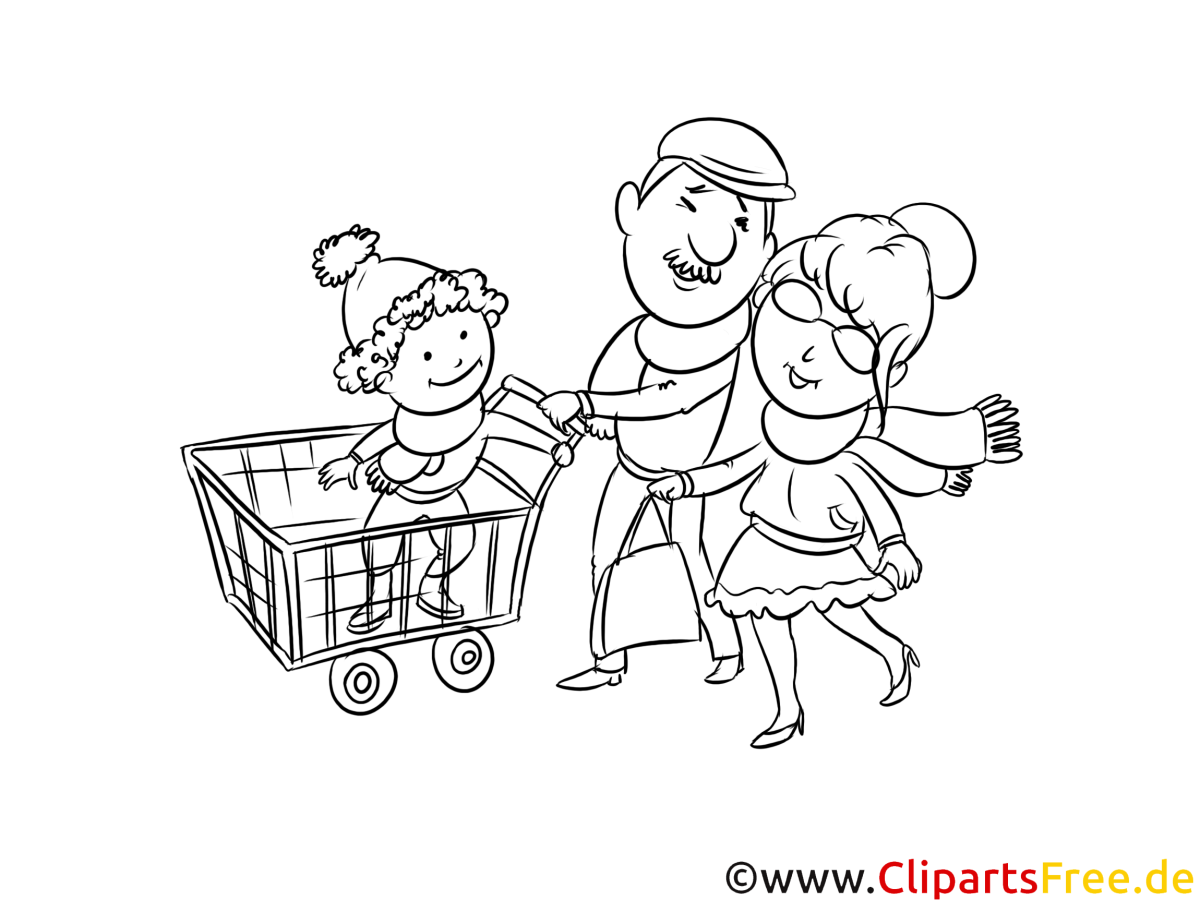 Раскраска семья на прогулке