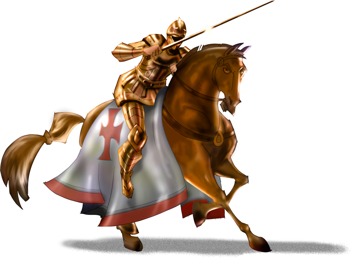 Средневековый рыцарь на белом фоне