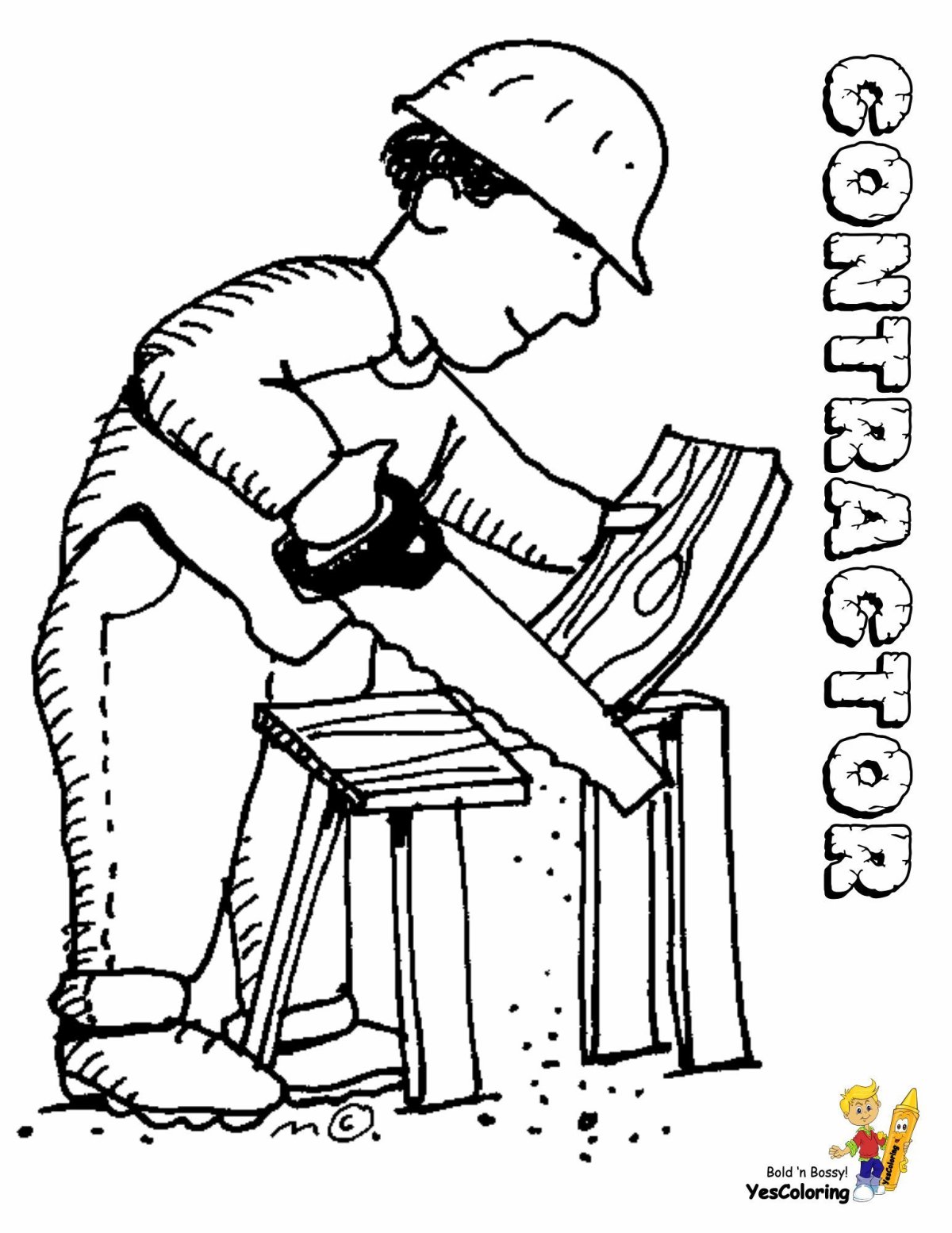 Плотник раскраска для детей