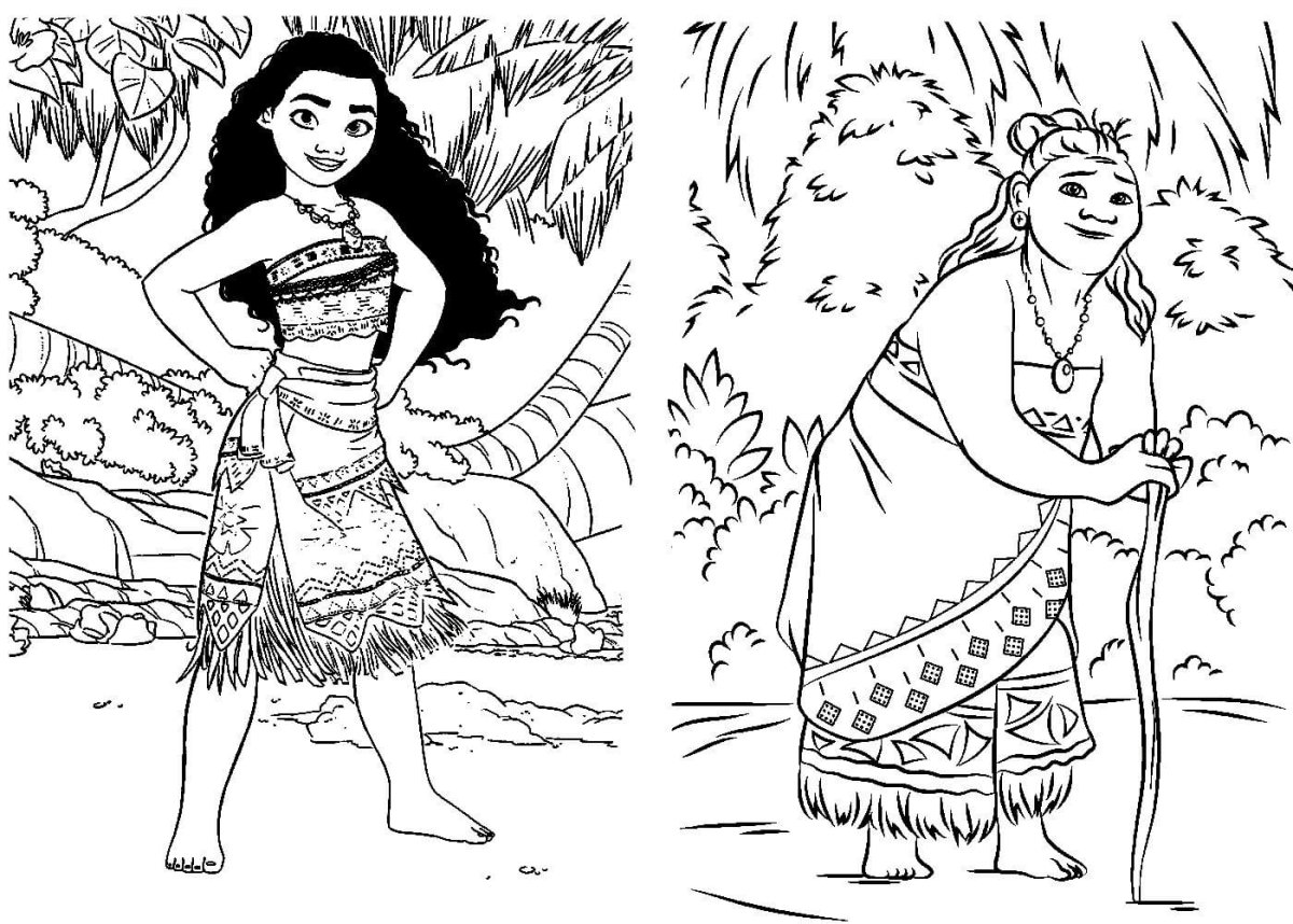 Раскраска Моана и Мауи