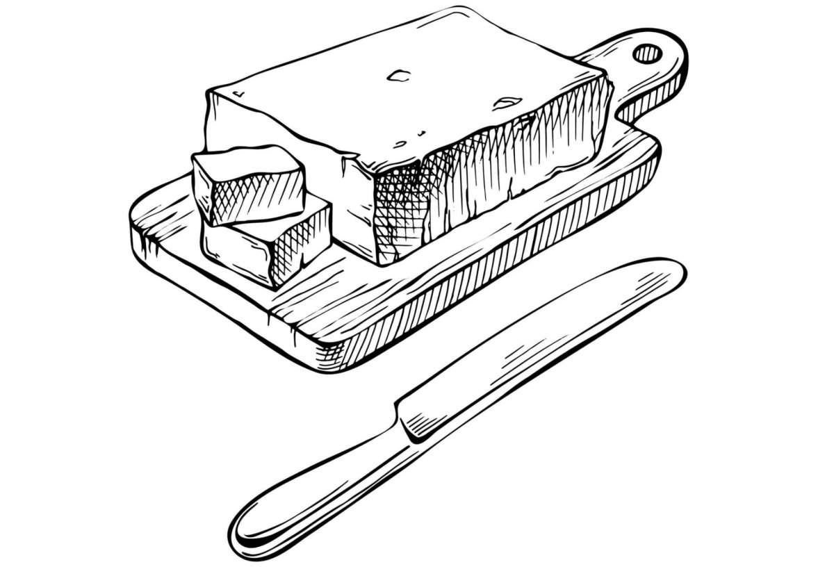 Ломтик хлеба с маслом рисунок