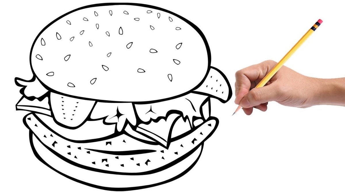 Бургер раскраска для детей