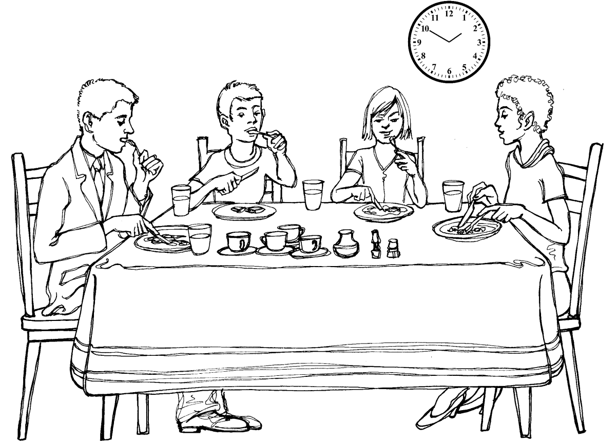 Обед раскраска