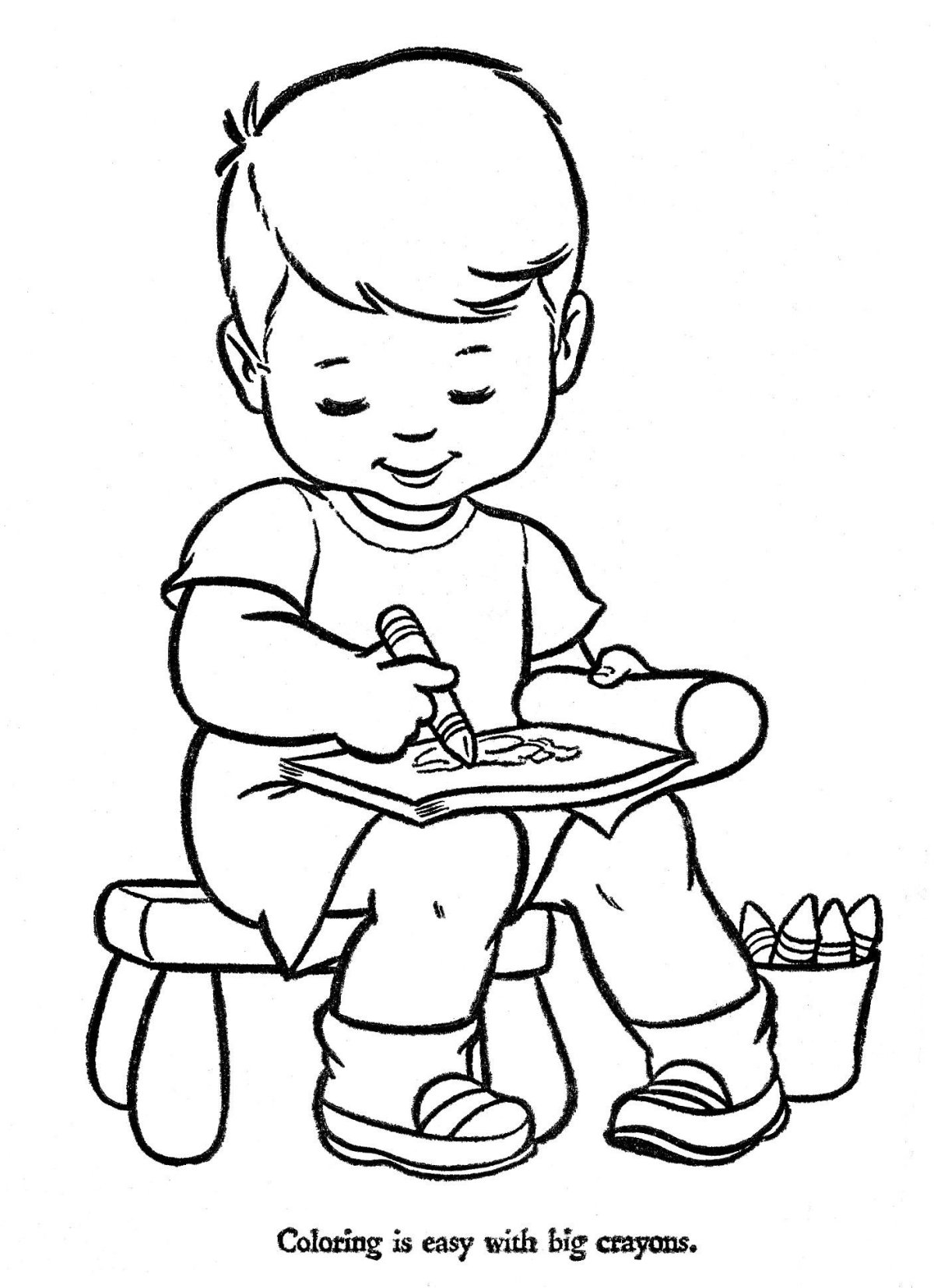 Раскраска мальчик рисует