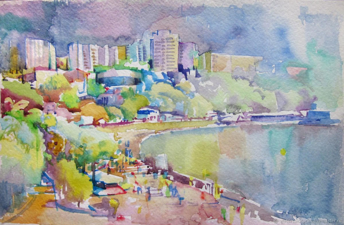 Набережная акварелью