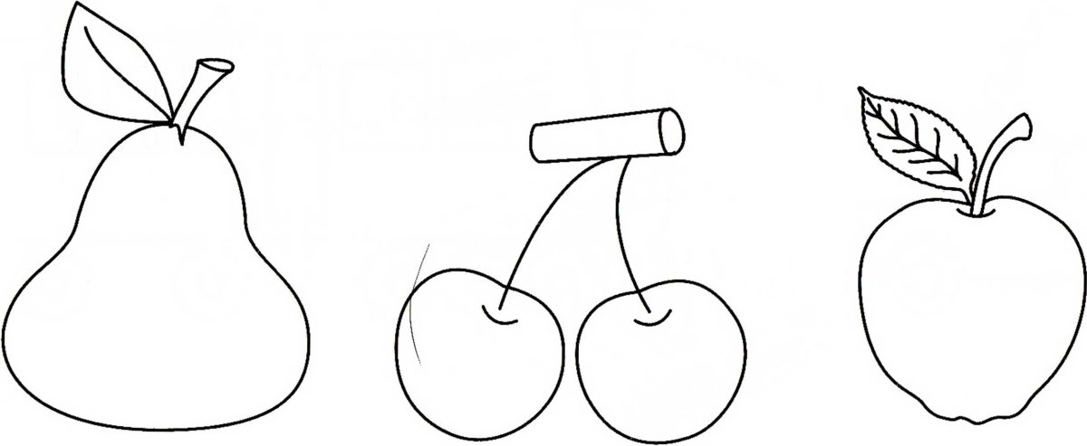 Яблоко и груша на тарелке раскраска