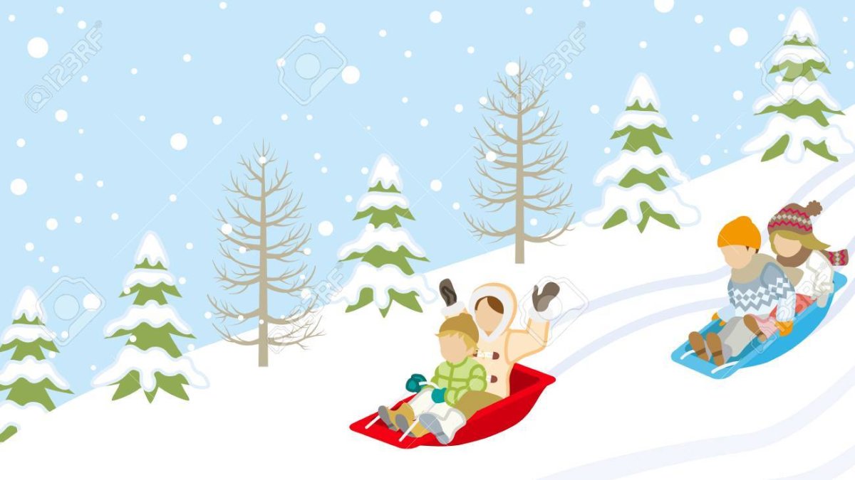 Дети на зимней Горке вектор