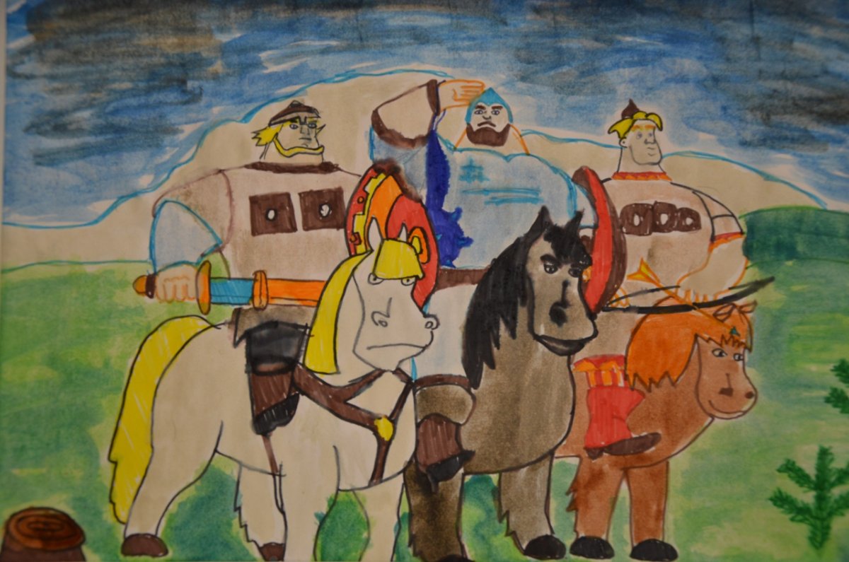 Раскраска три богатыря Илья Муромец