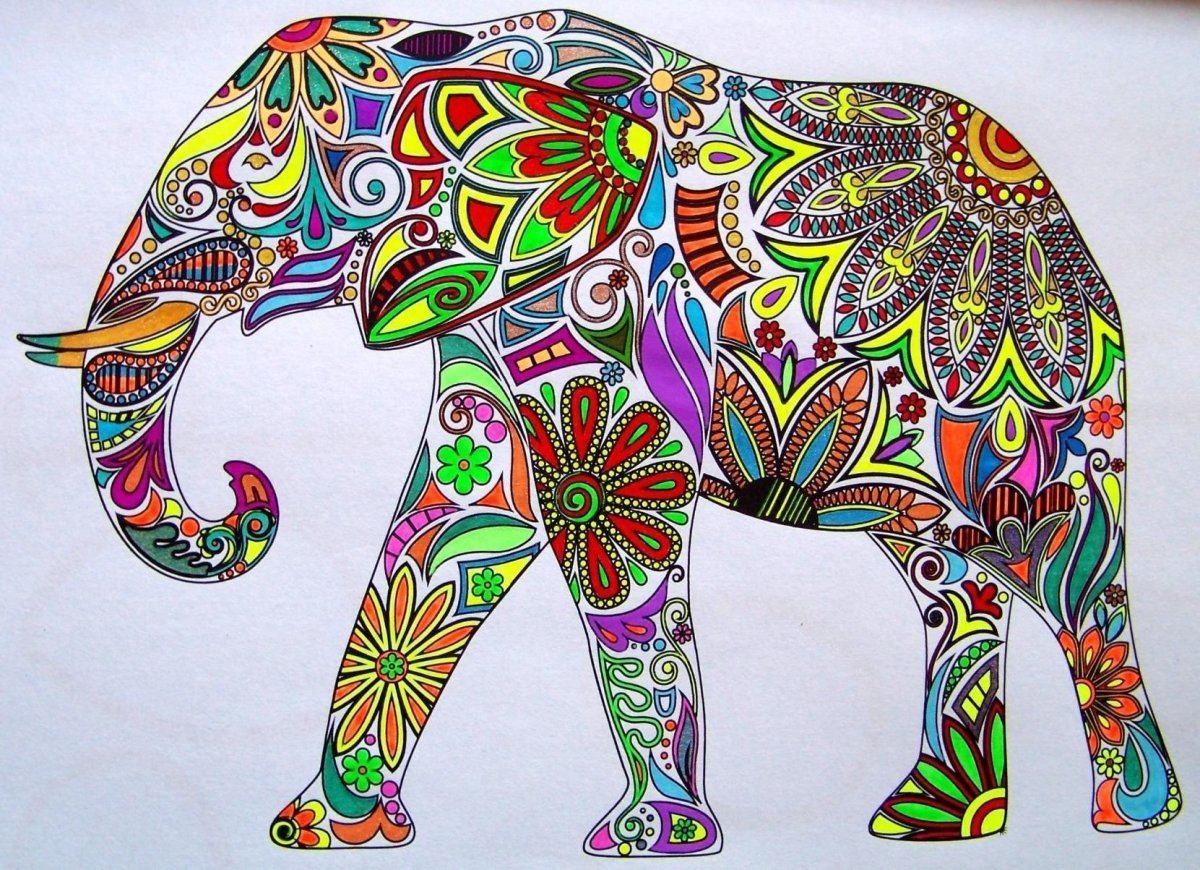 Слон Мандала цветной