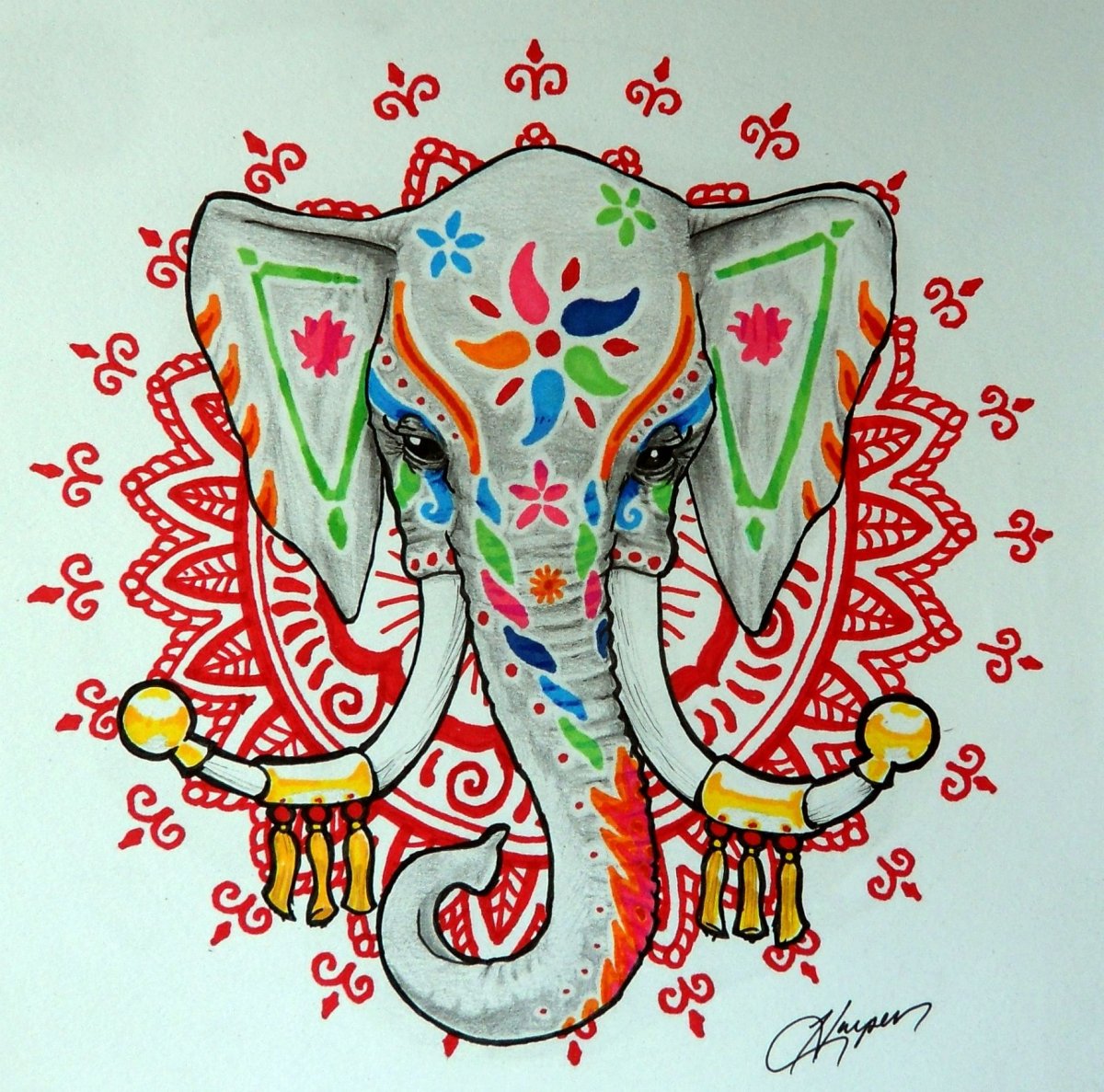 Роспись слона в индийском стиле