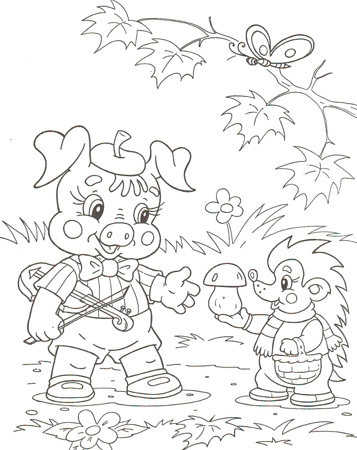 Три поросенка картинки раскраски