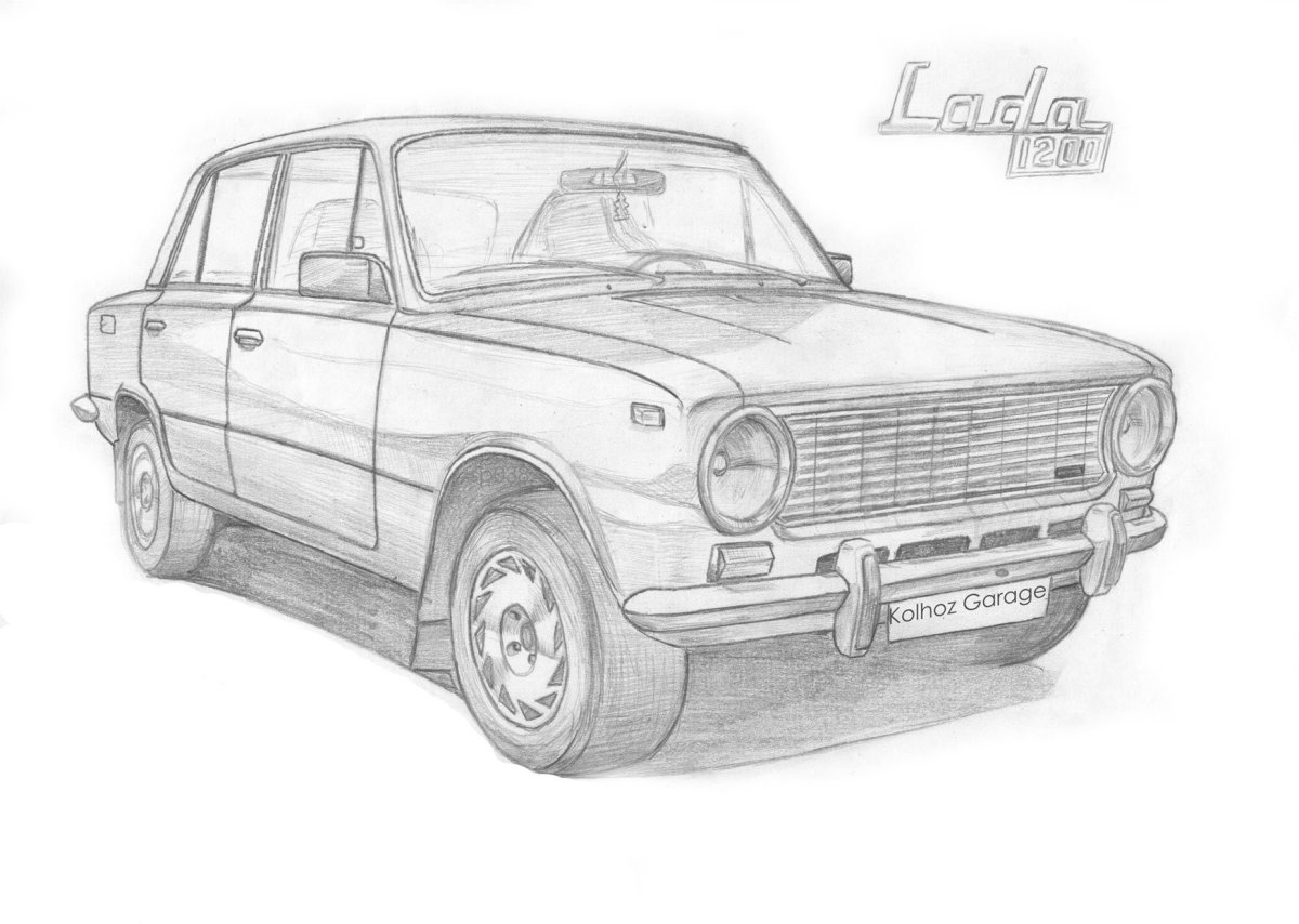 ВАЗ 2107 рисунок карандашом спереди