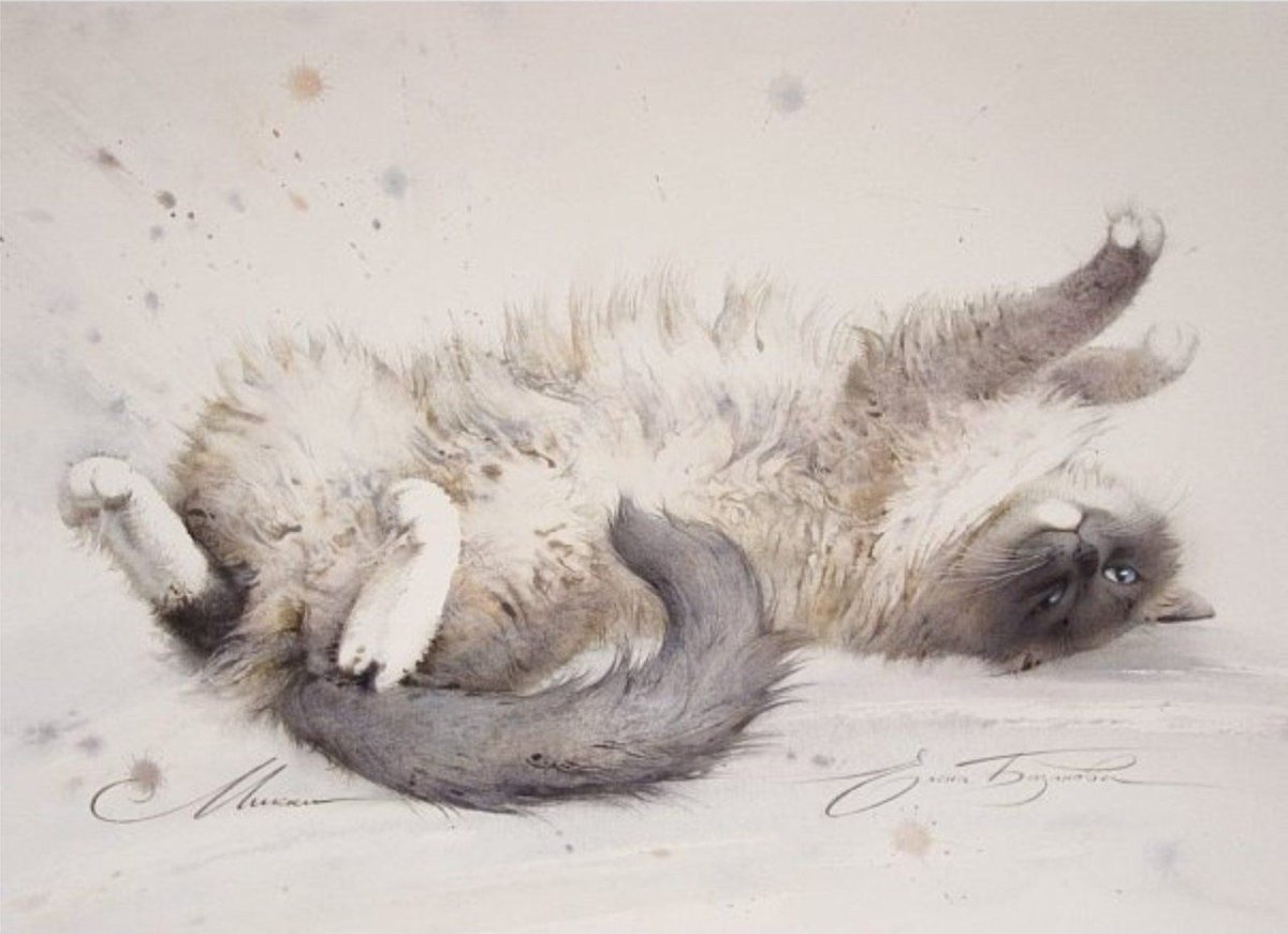 Елена Базанова акварель кошки