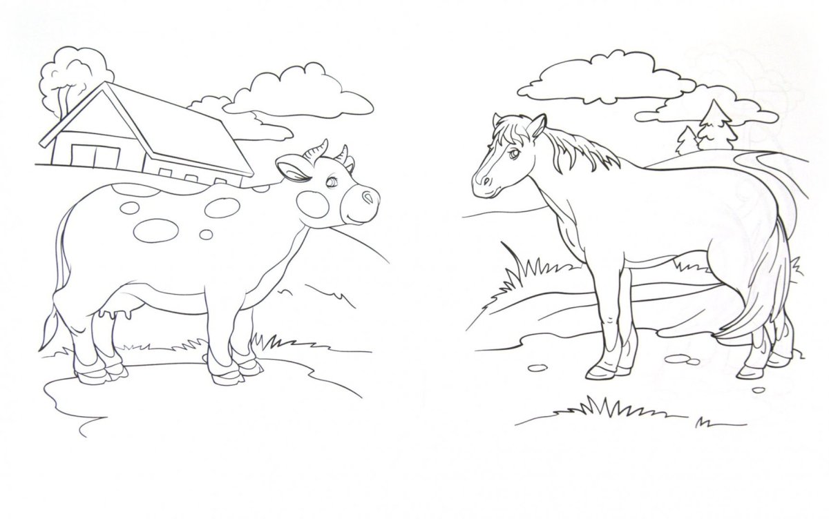 Раскраска пейзаж животные