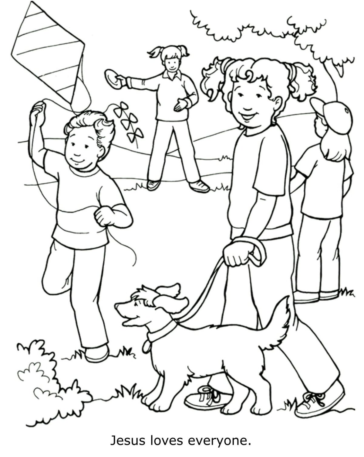 Раскраска семья на прогулке