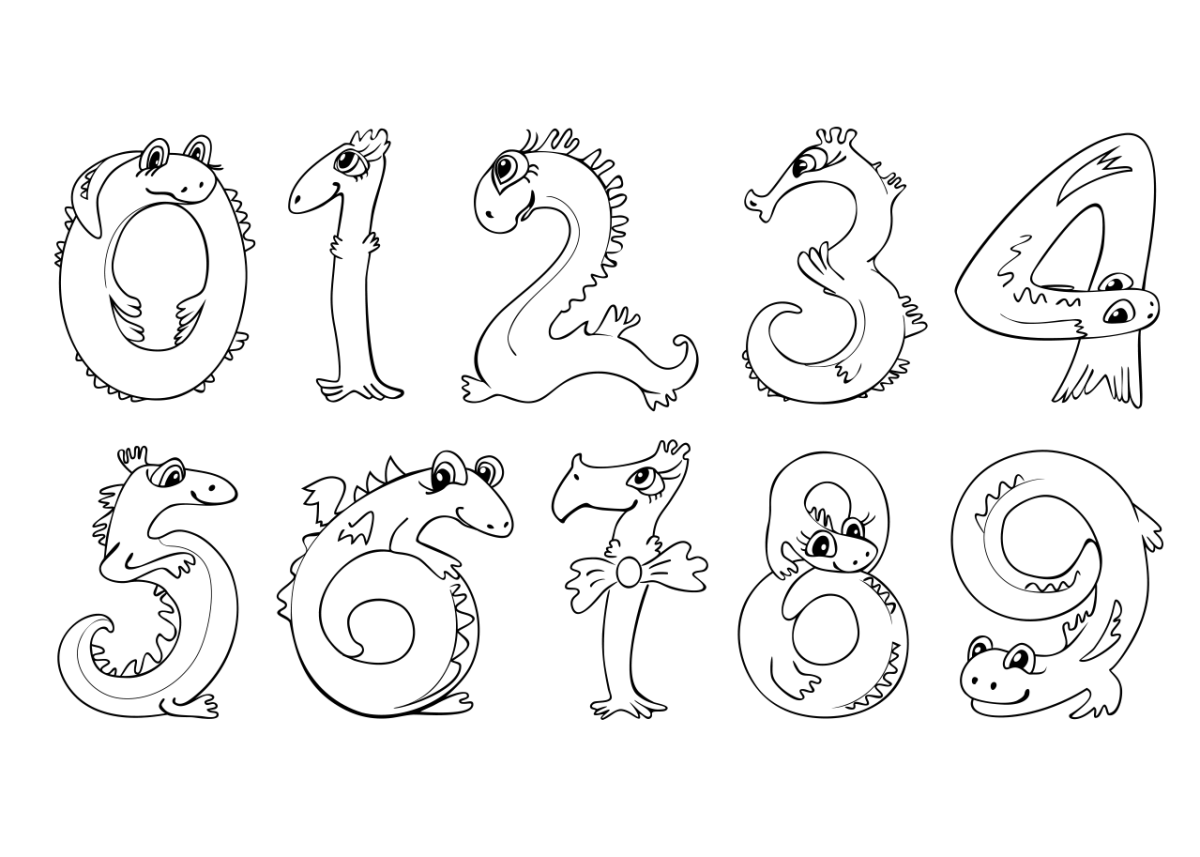 Рисунки цифрами животных