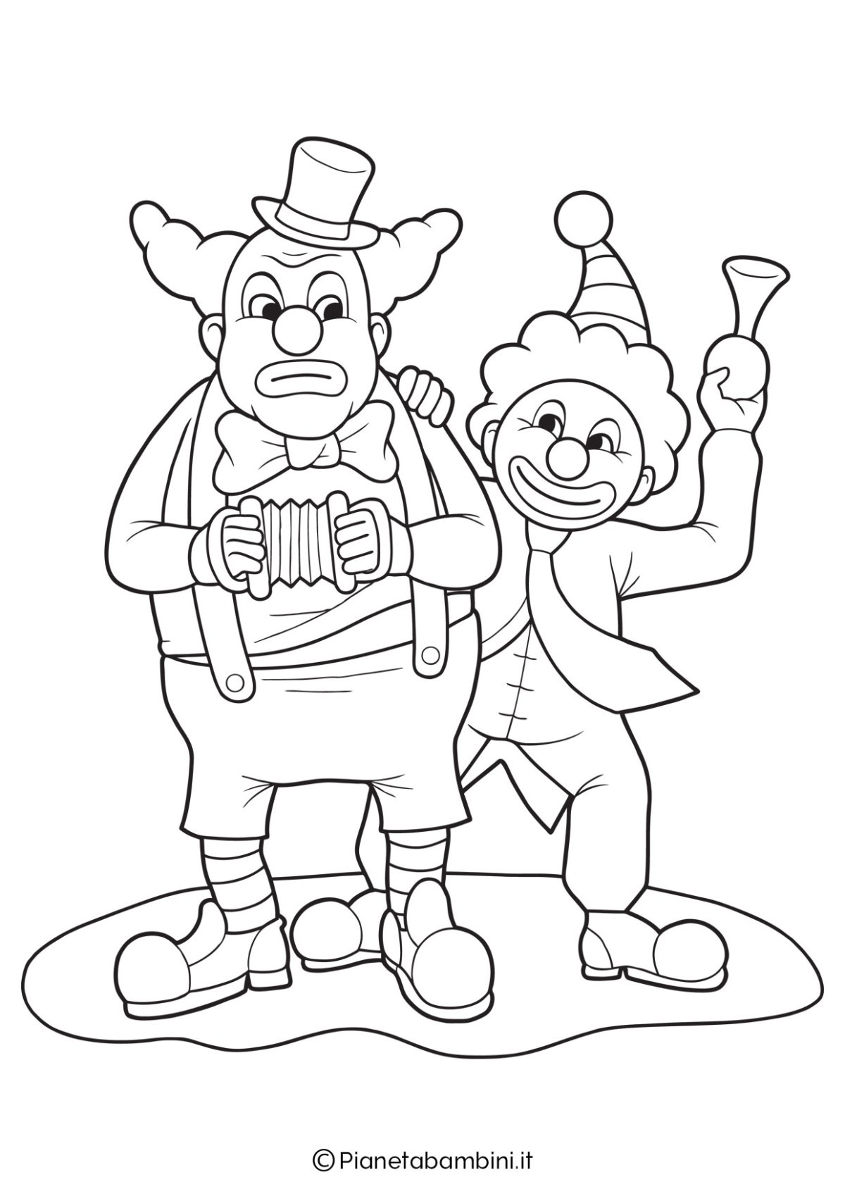 Веселый и грустный клоун раскраска