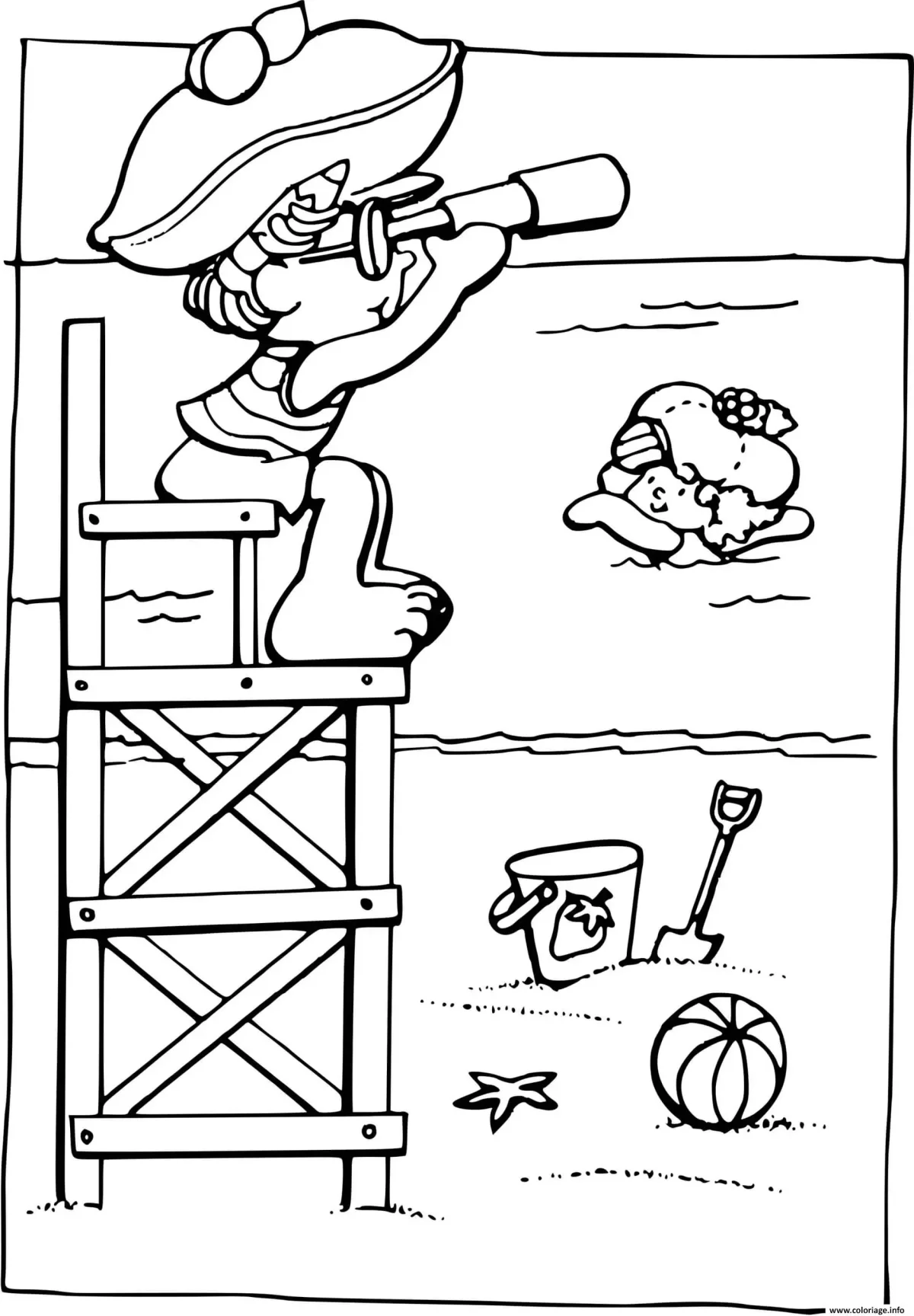 Спасатель на пляже раскраска