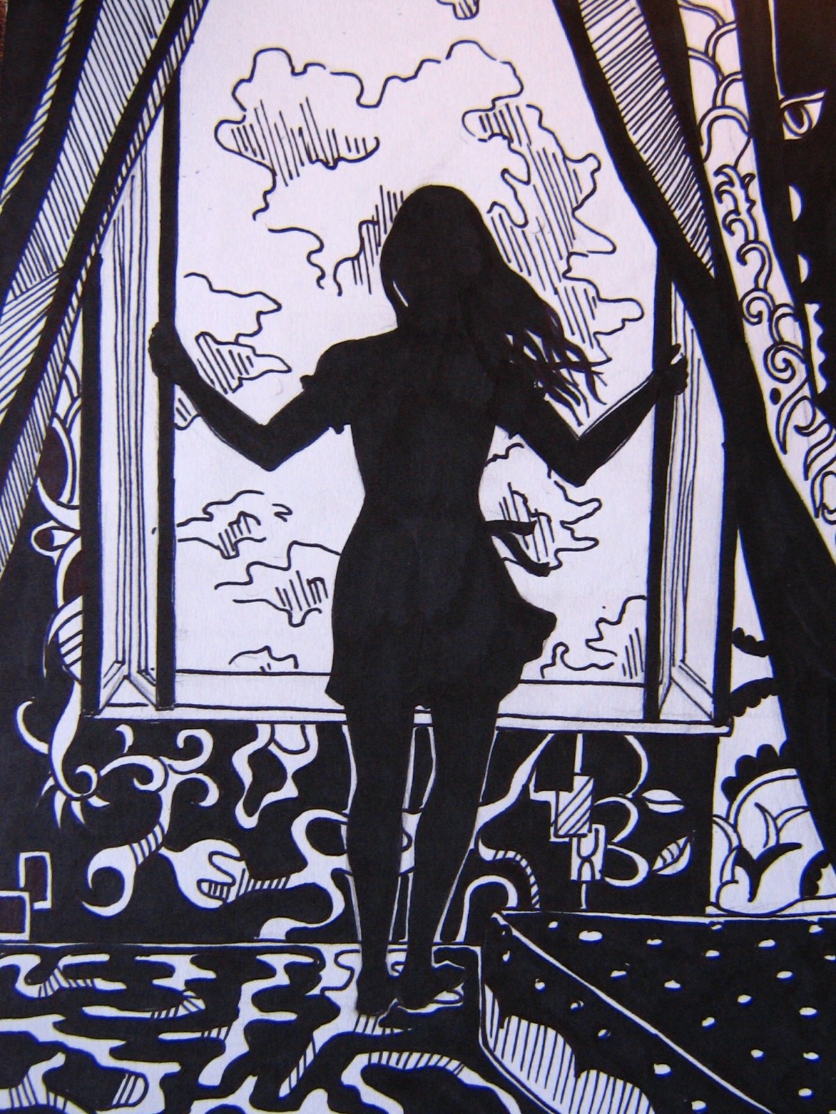 Силуэт на подоконнике