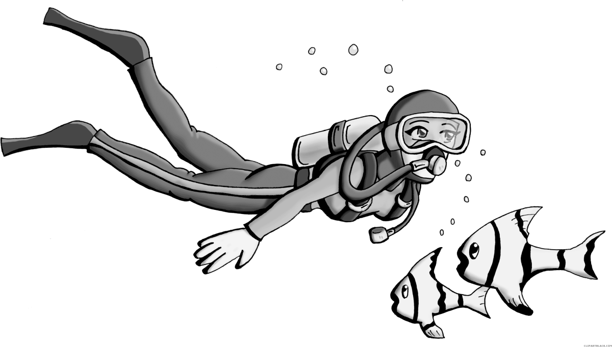 Раскраска аквалангист в море