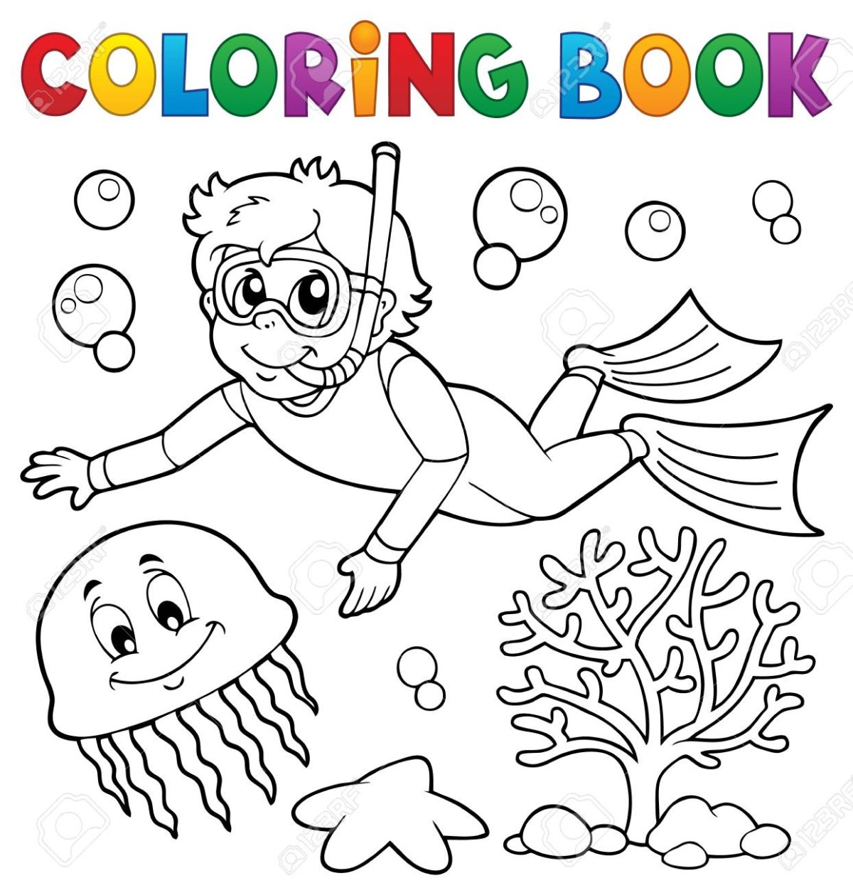 Водолаз раскраска