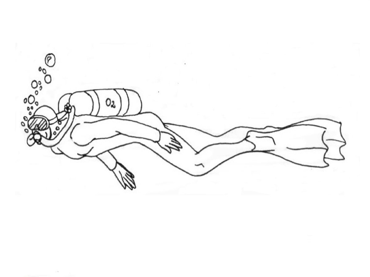 Акваланг рисунок для детей