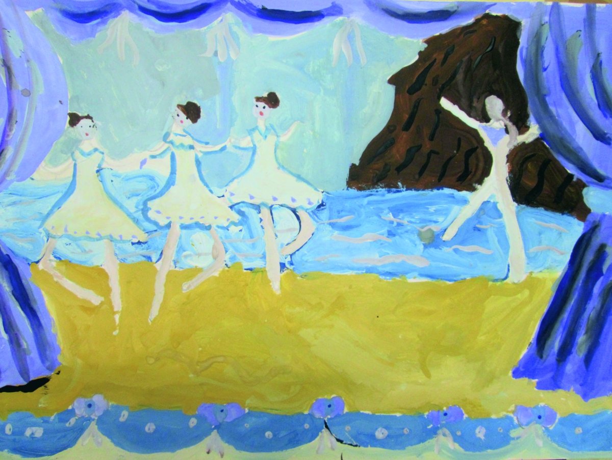 Рисунок к балету Чайковского Лебединое озеро