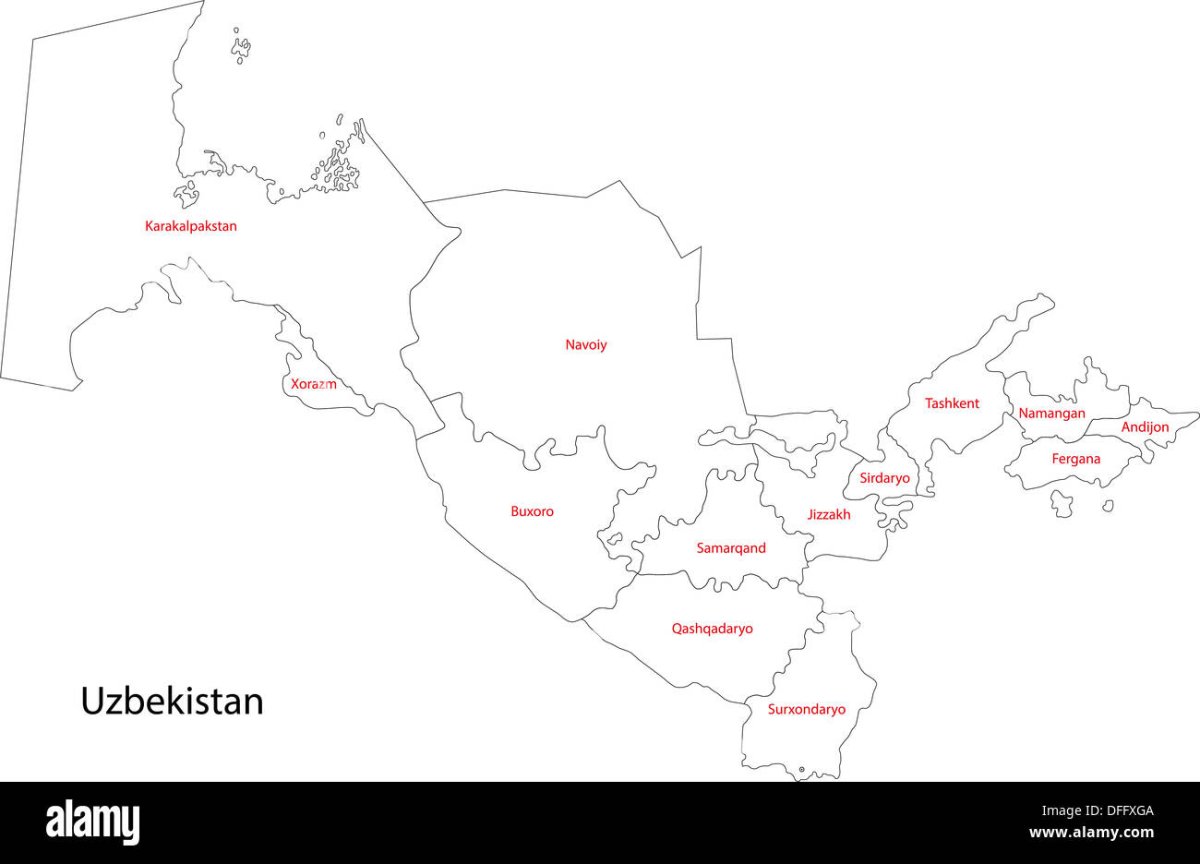 Контурная карта Узбекистана