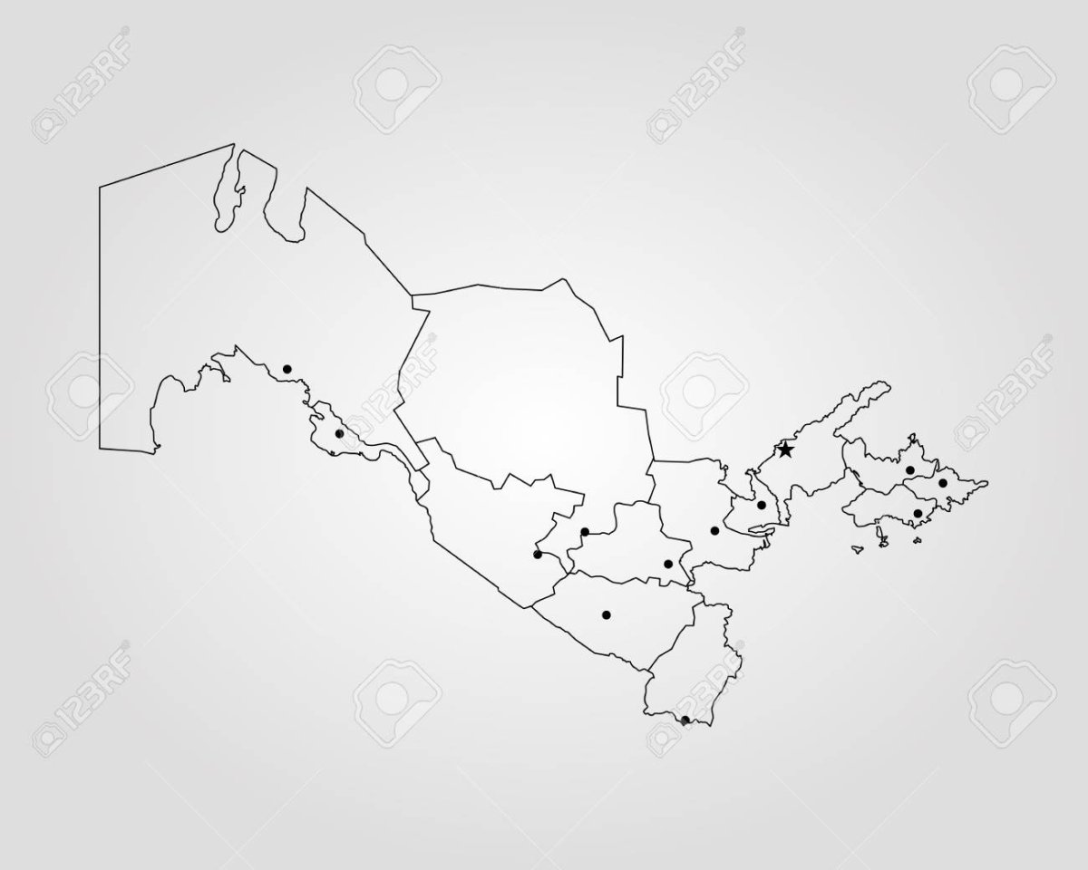 Контурная карта Узбекистана