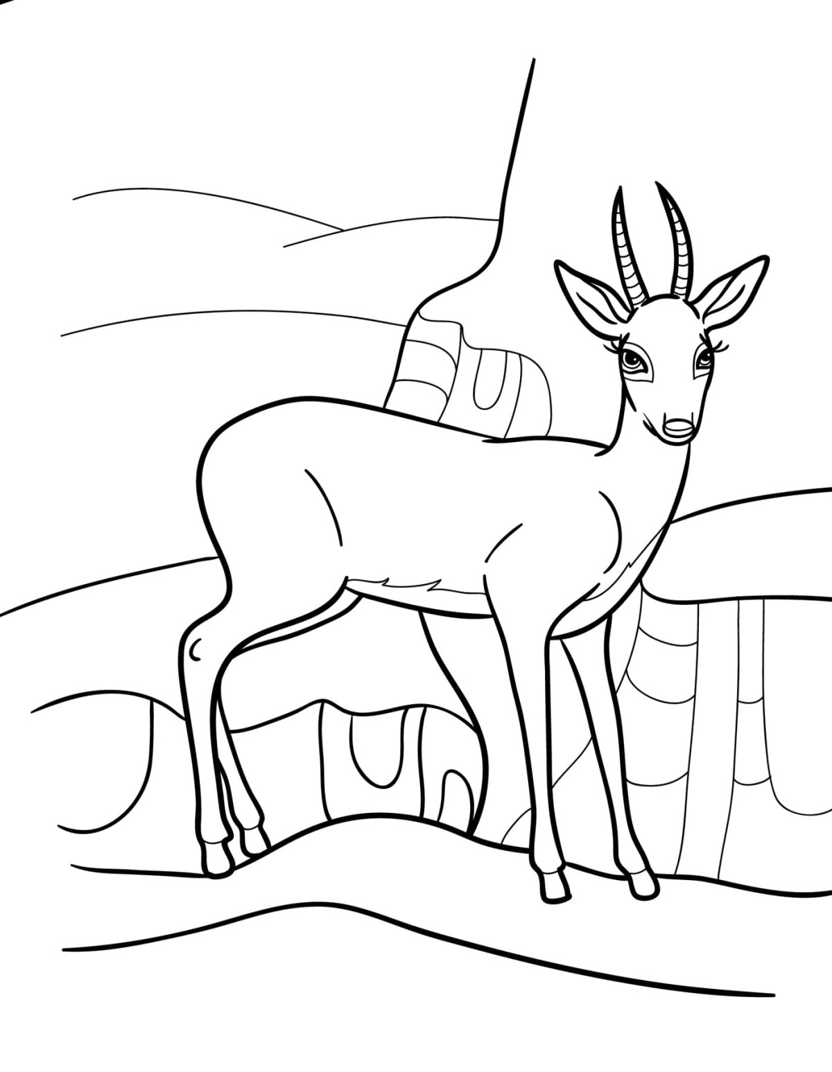 Антилопа раскраска
